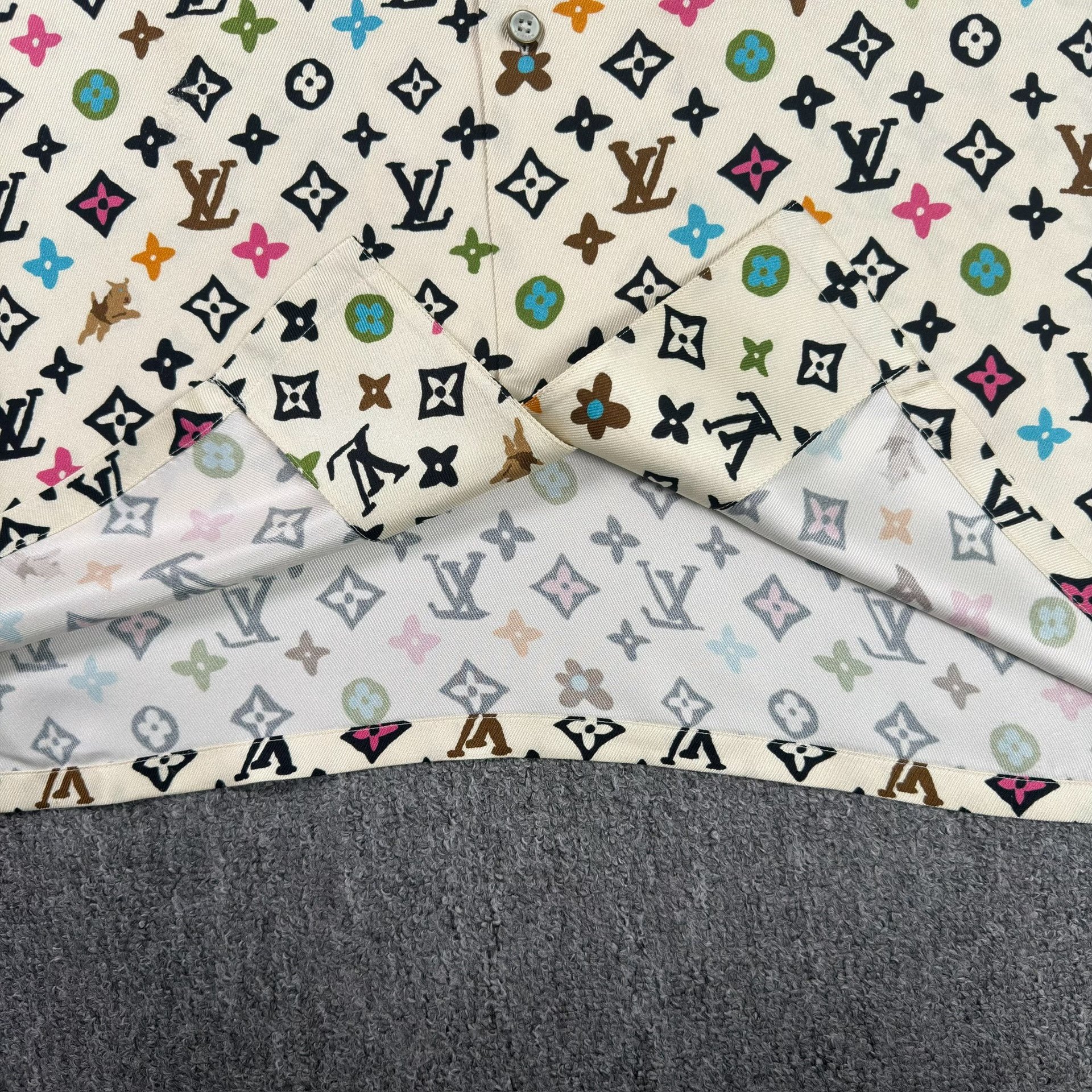 Louis Vuitton Beige Monogram Short-Sleeve Shirt — label
