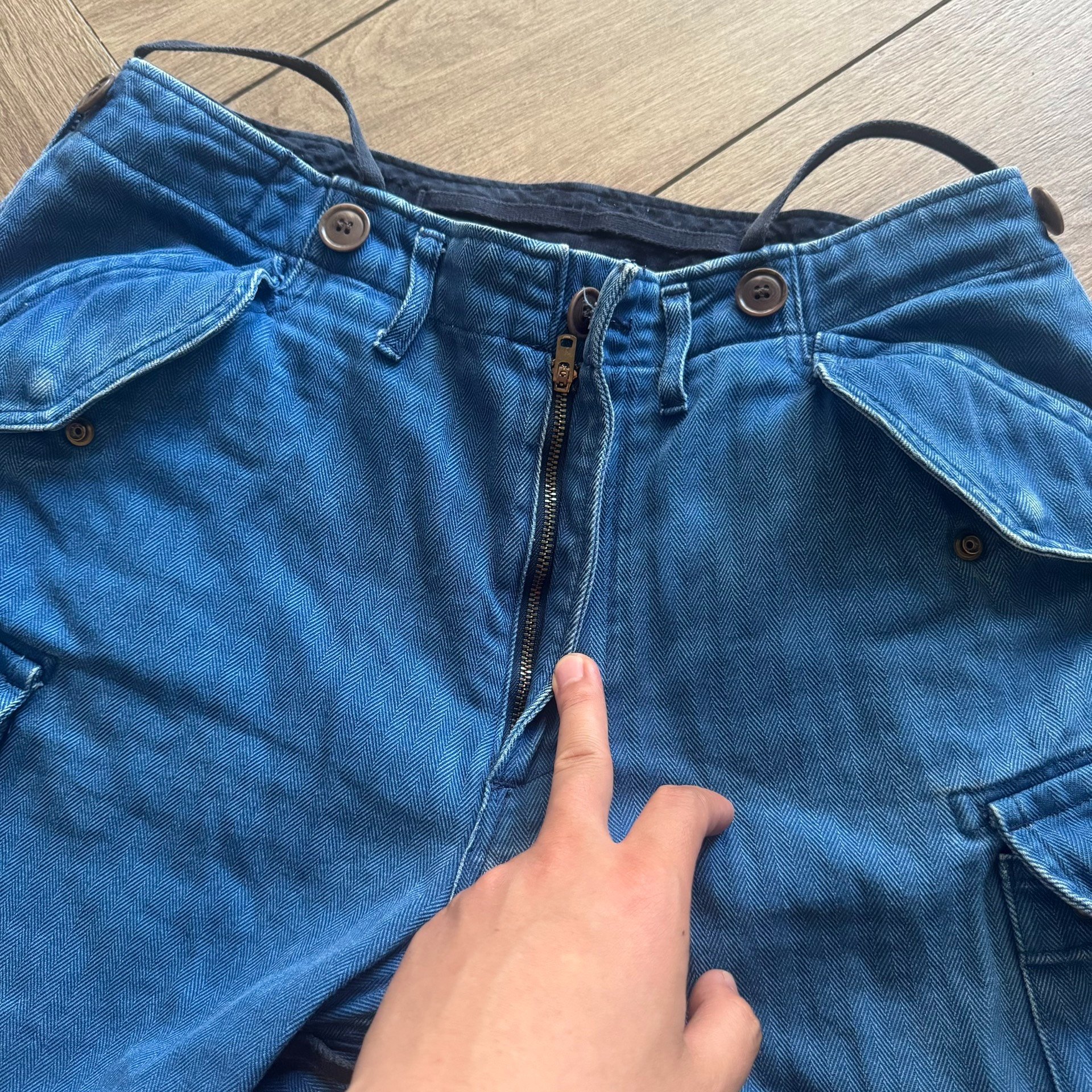 VSIVIM EIGER SANCTION HBT Indigo Shorts — front