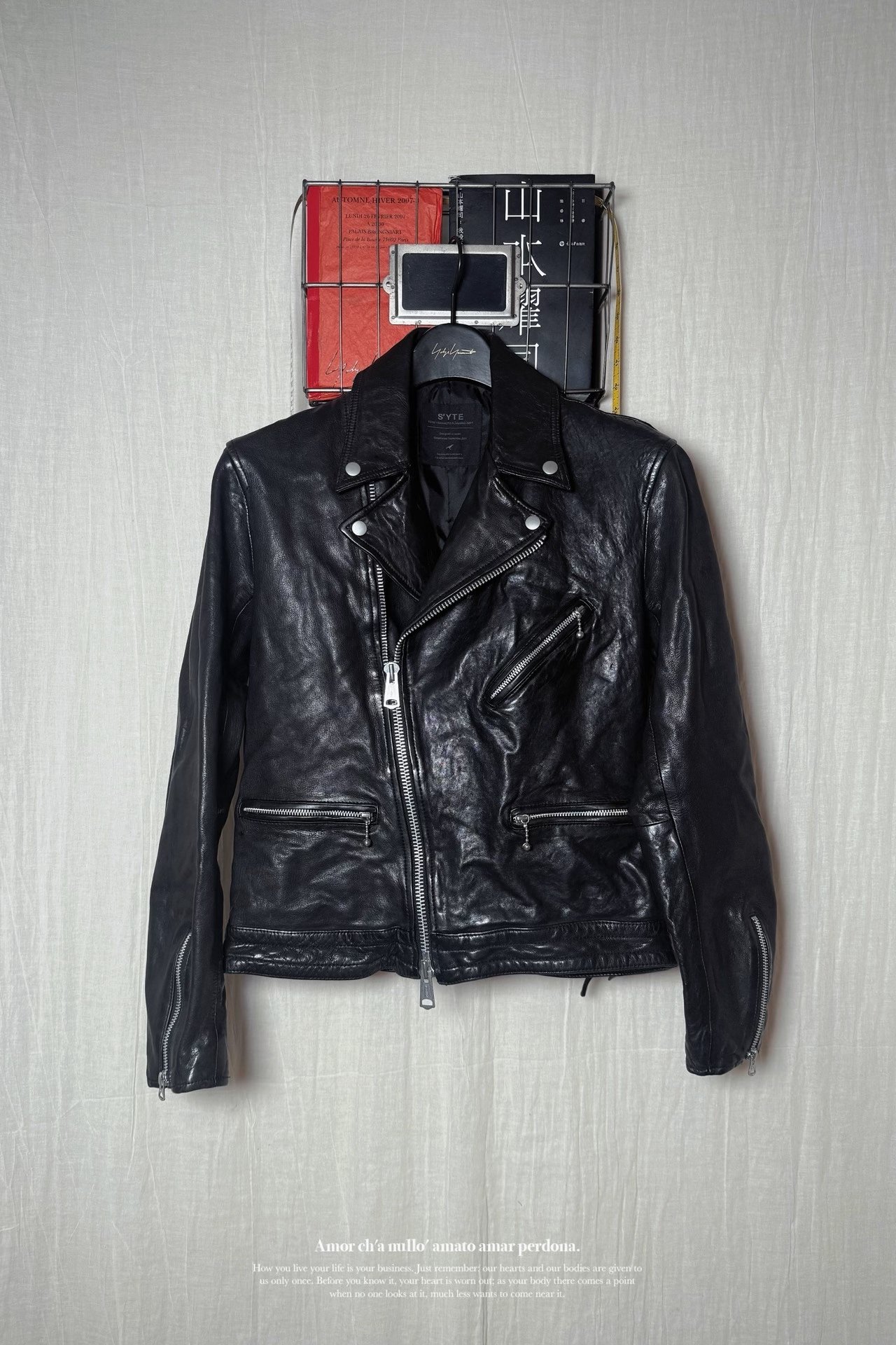 Yohji Yamamoto 22AW Washed Lambskin Biker Jacket — front
