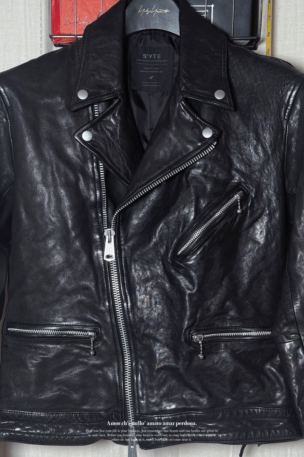 Yohji Yamamoto 22AW Washed Lambskin Biker Jacket — back