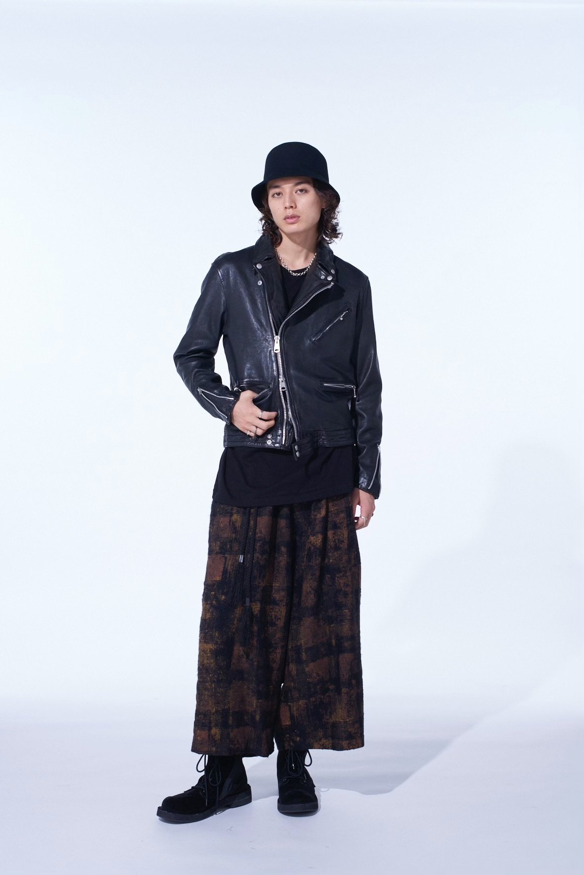 Yohji Yamamoto 22AW Washed Lambskin Biker Jacket — label