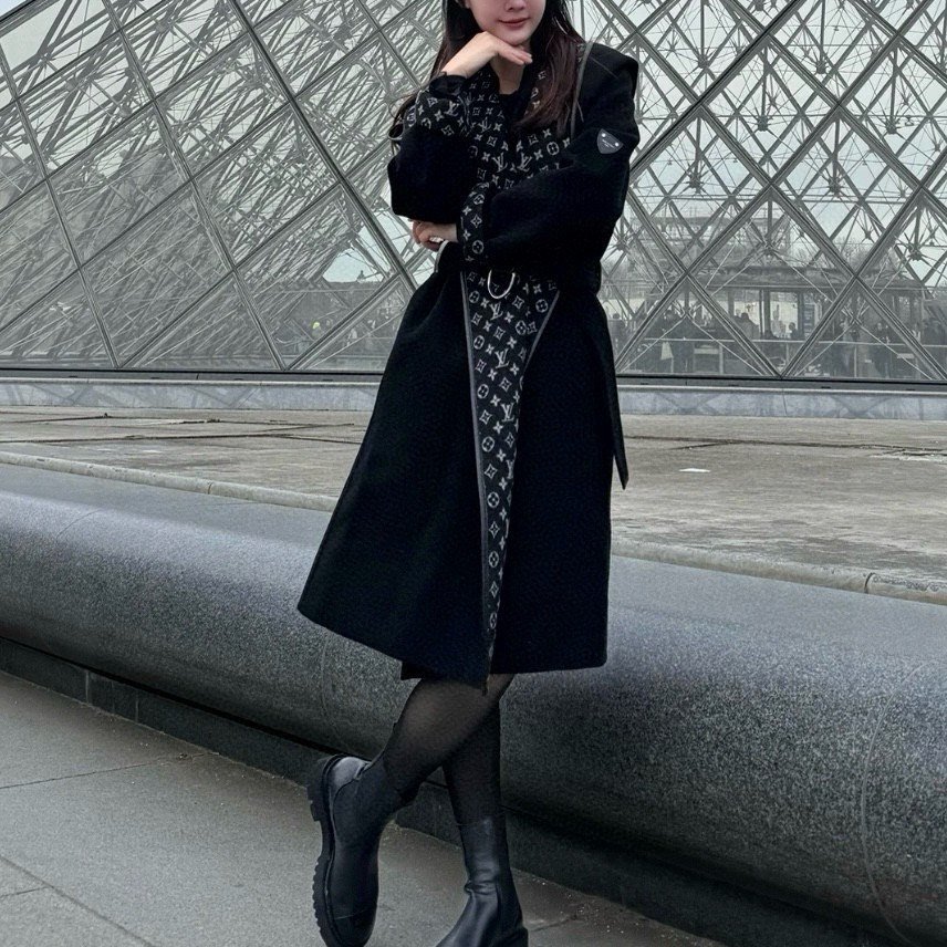 Louis Vuitton Cashmere Hooded Wrap Coat