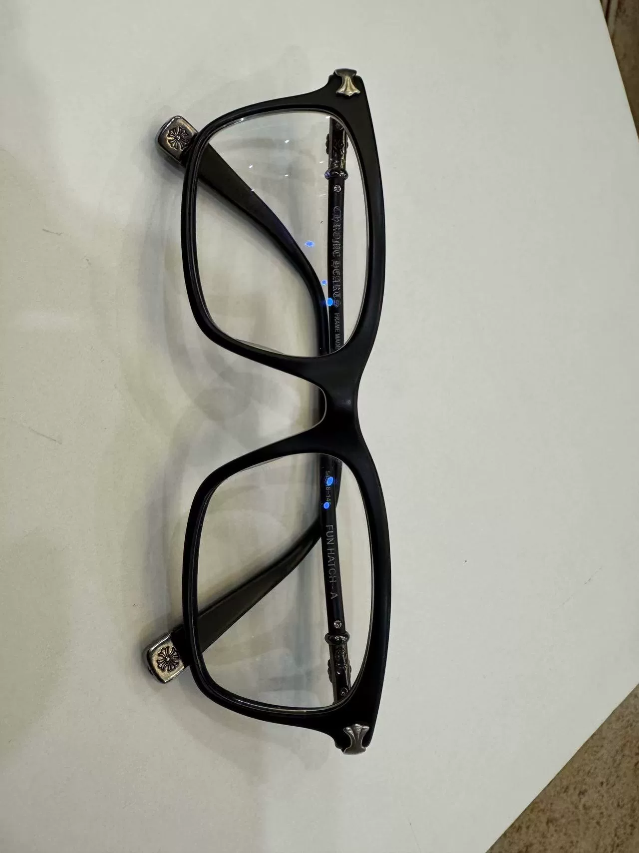Chrome Hearts Black Square-Frame Glasses — label