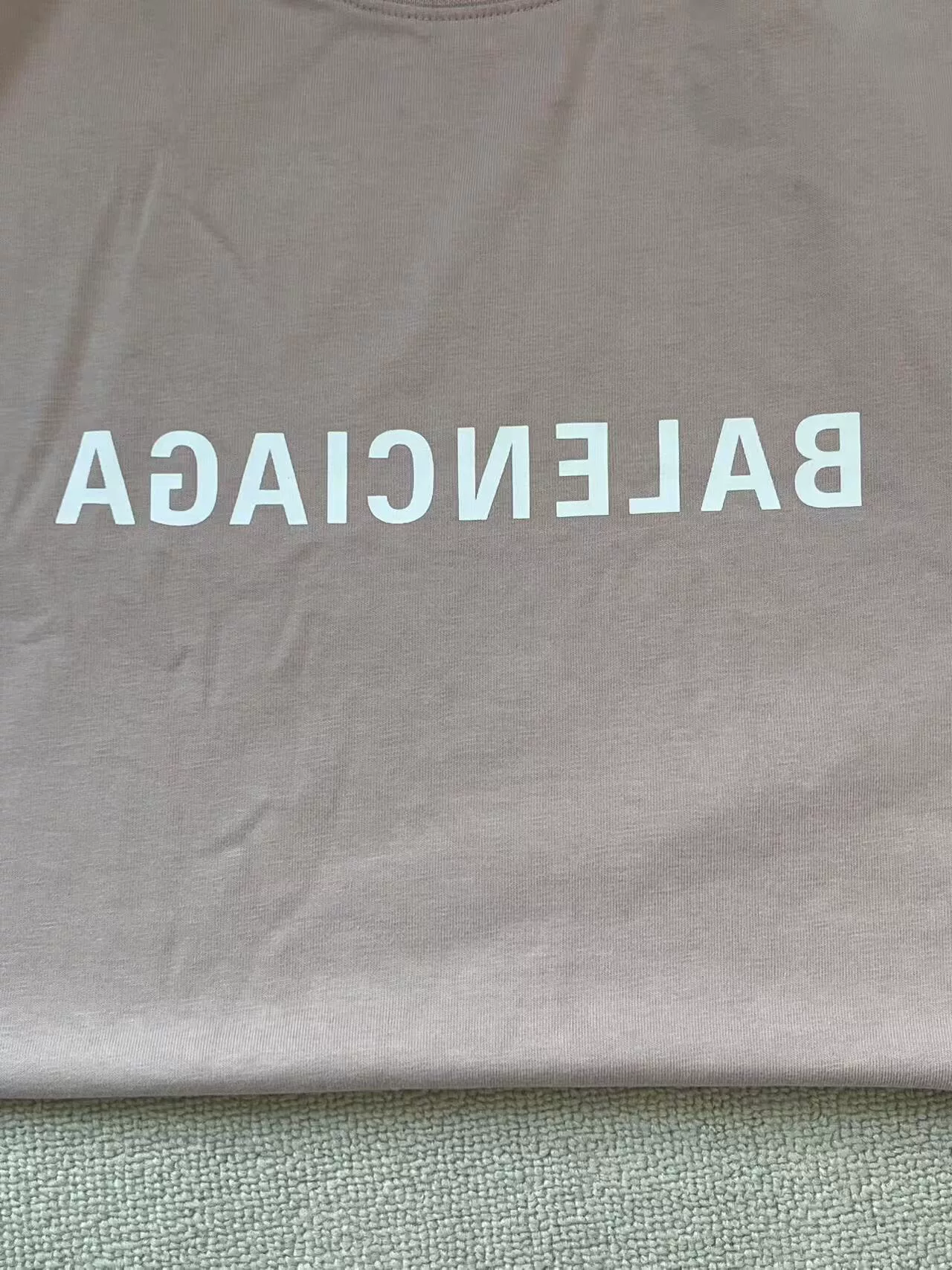 Balenciaga Pink Letter Print Short Sleeve T-shirt — detail