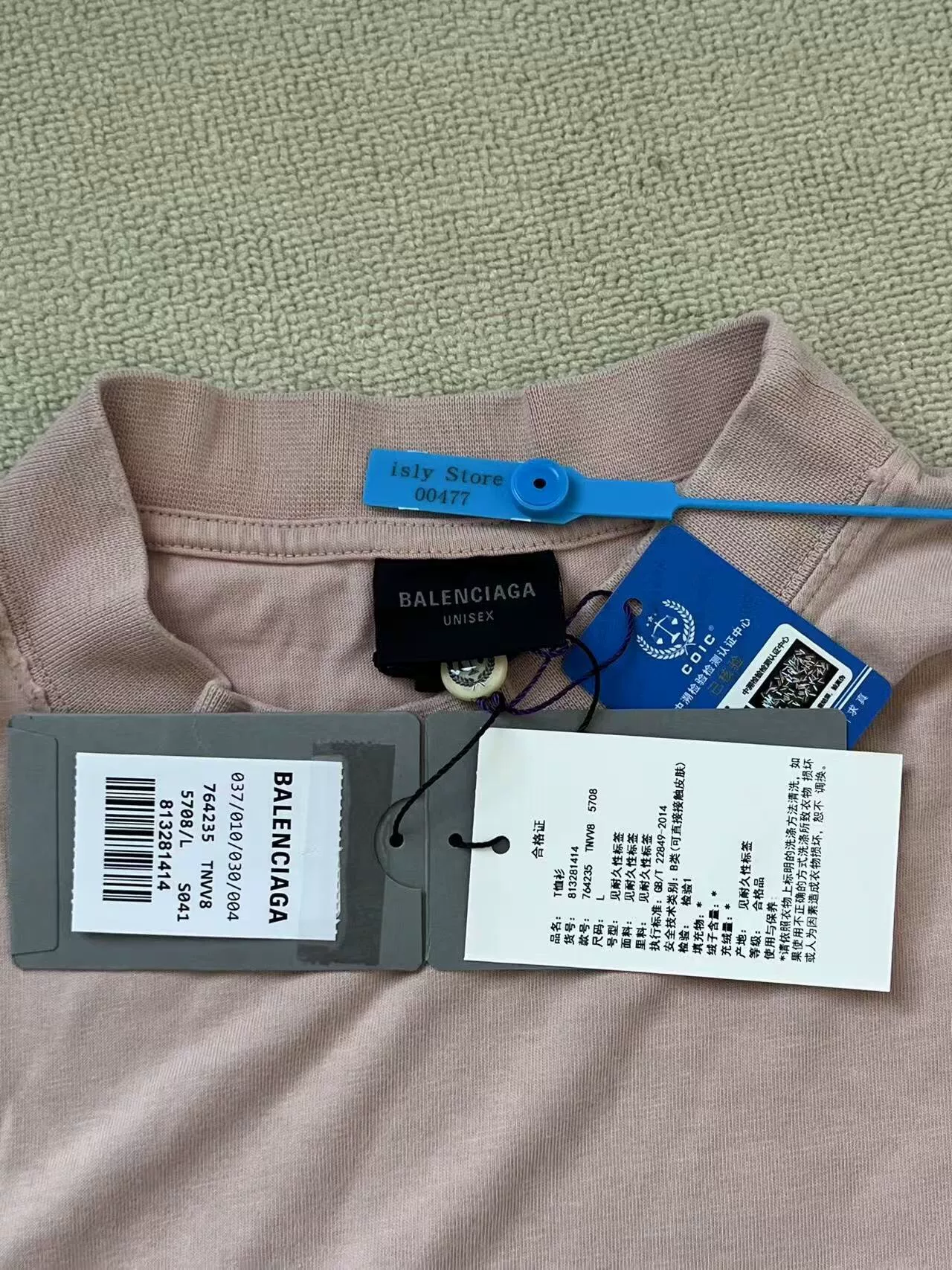 Balenciaga Pink Letter Print Short Sleeve T-shirt — back