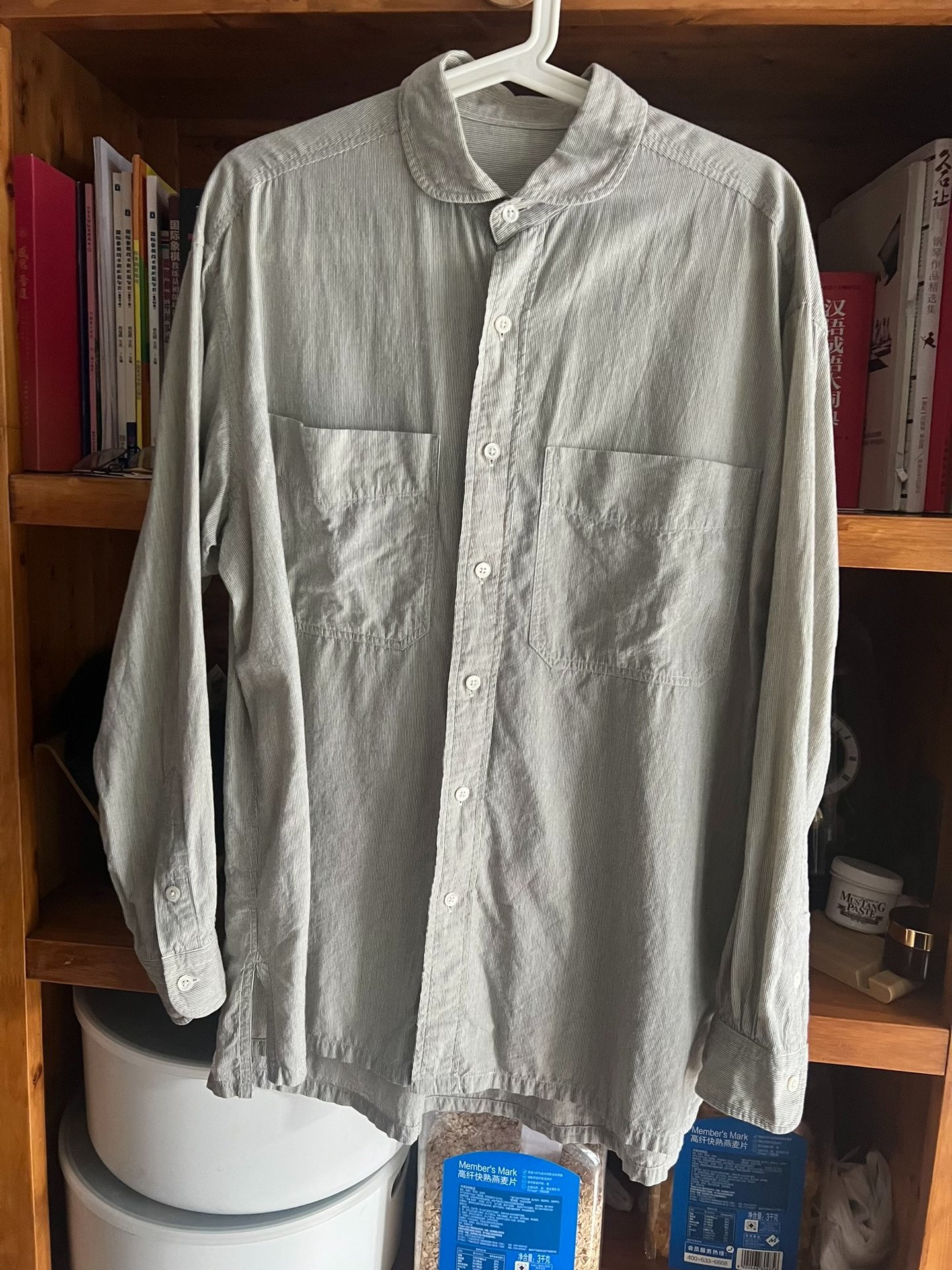 Porter Classic Wide Pocket Stripe Shirt — detail