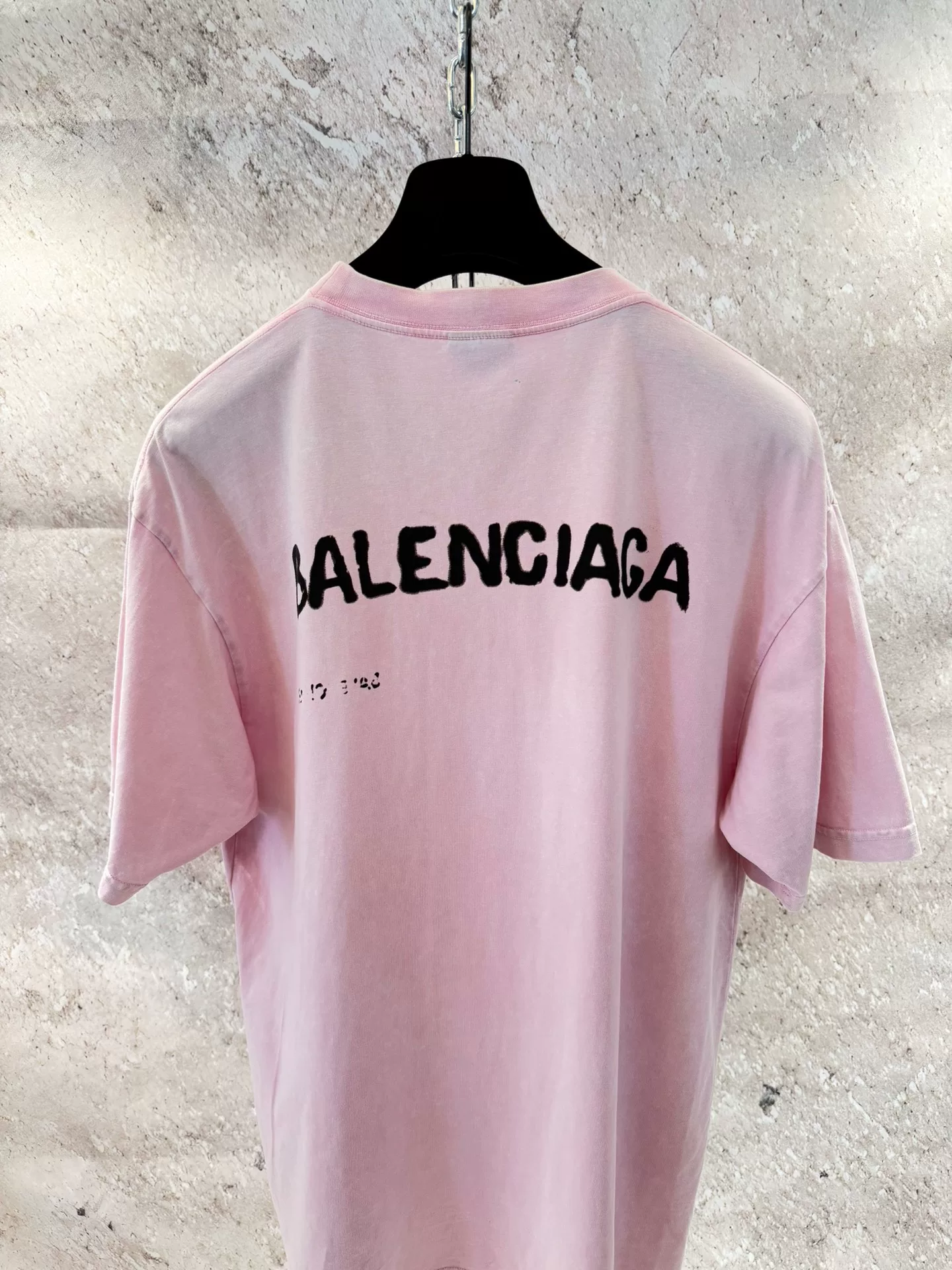 Balenciaga Pink Blurred Letter T-shirt — back