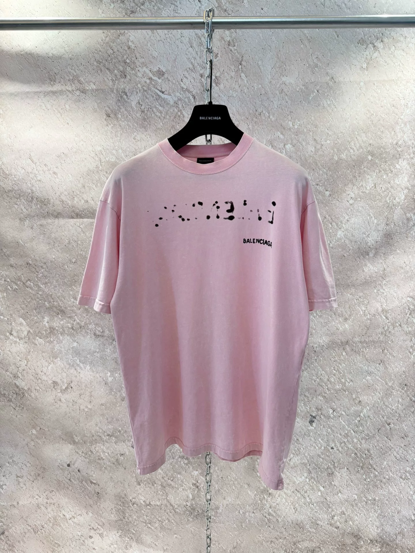 Balenciaga Pink Blurred Letter T-shirt