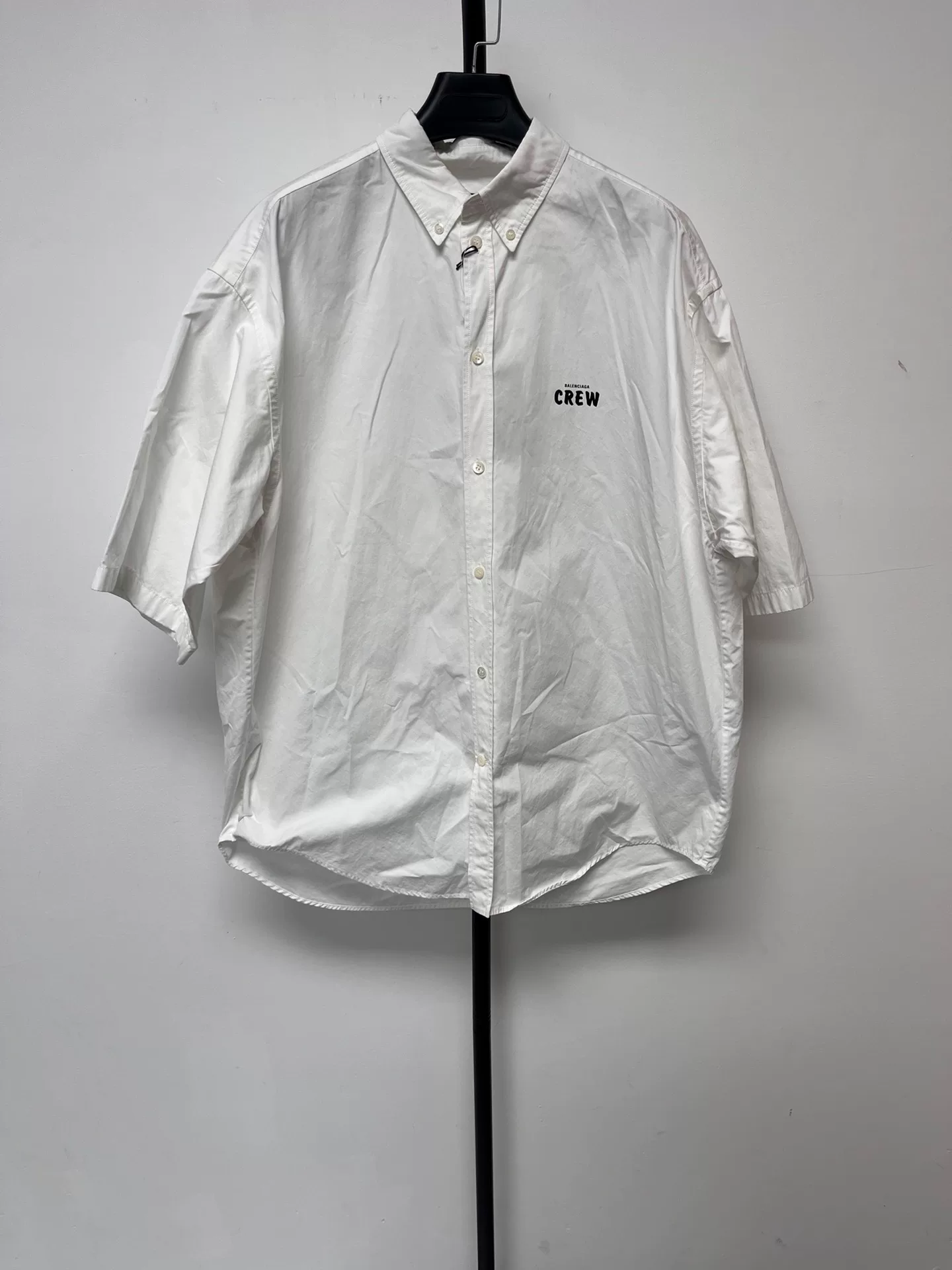Balenciaga White 'CREW' Print Short-Sleeve Shirt — front