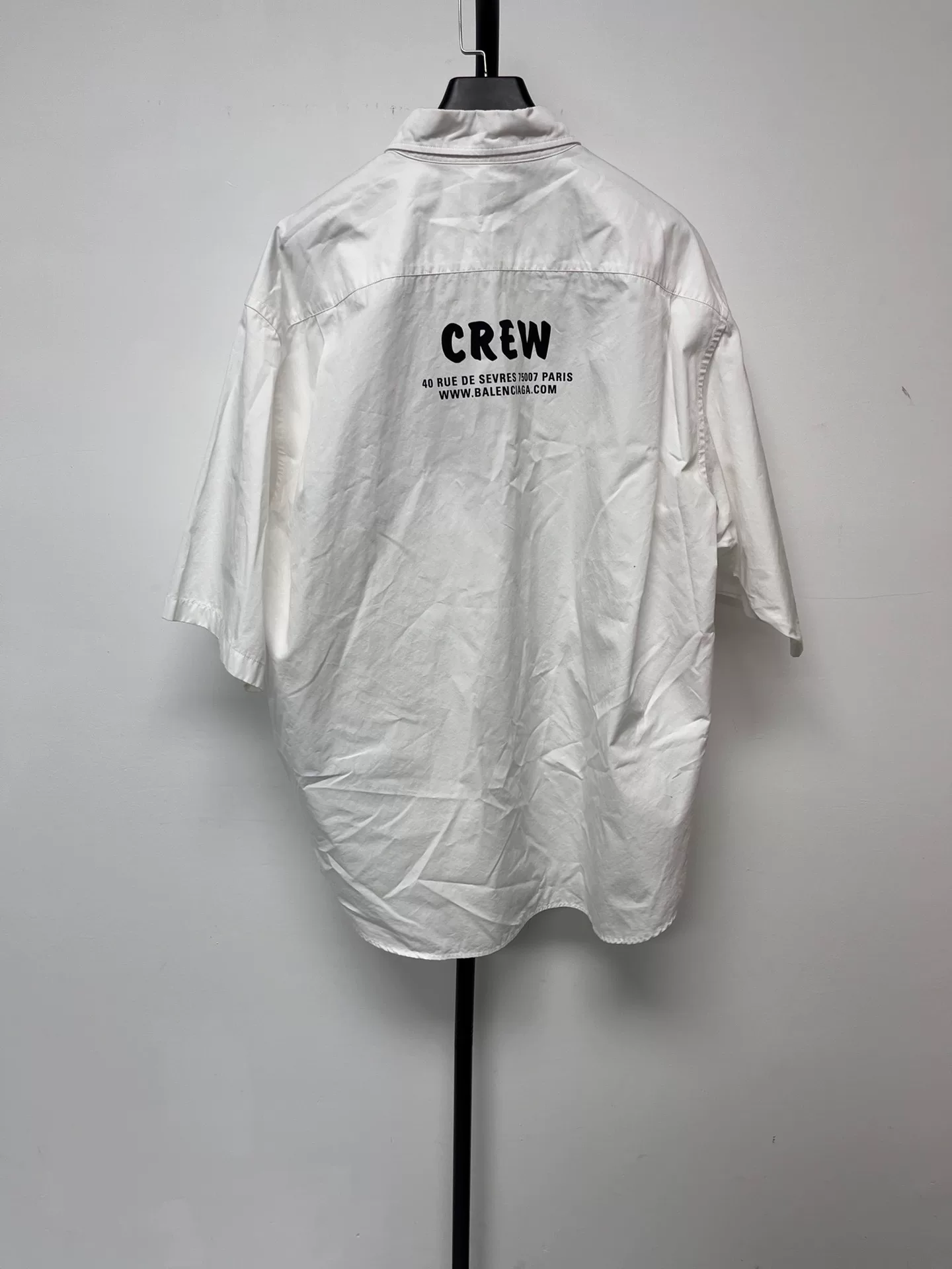Balenciaga White 'CREW' Print Short-Sleeve Shirt