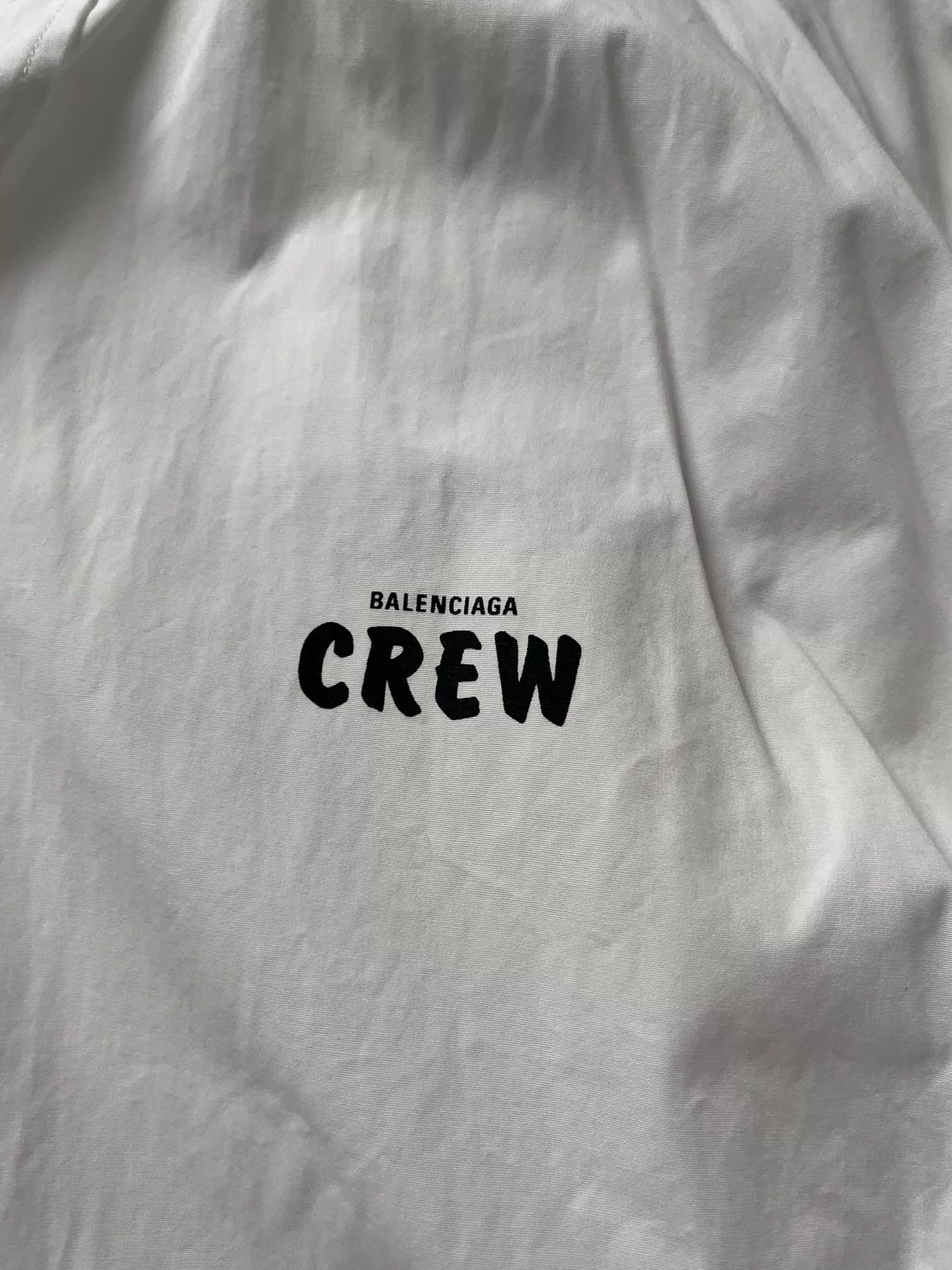 Balenciaga White 'CREW' Print Short-Sleeve Shirt — detail