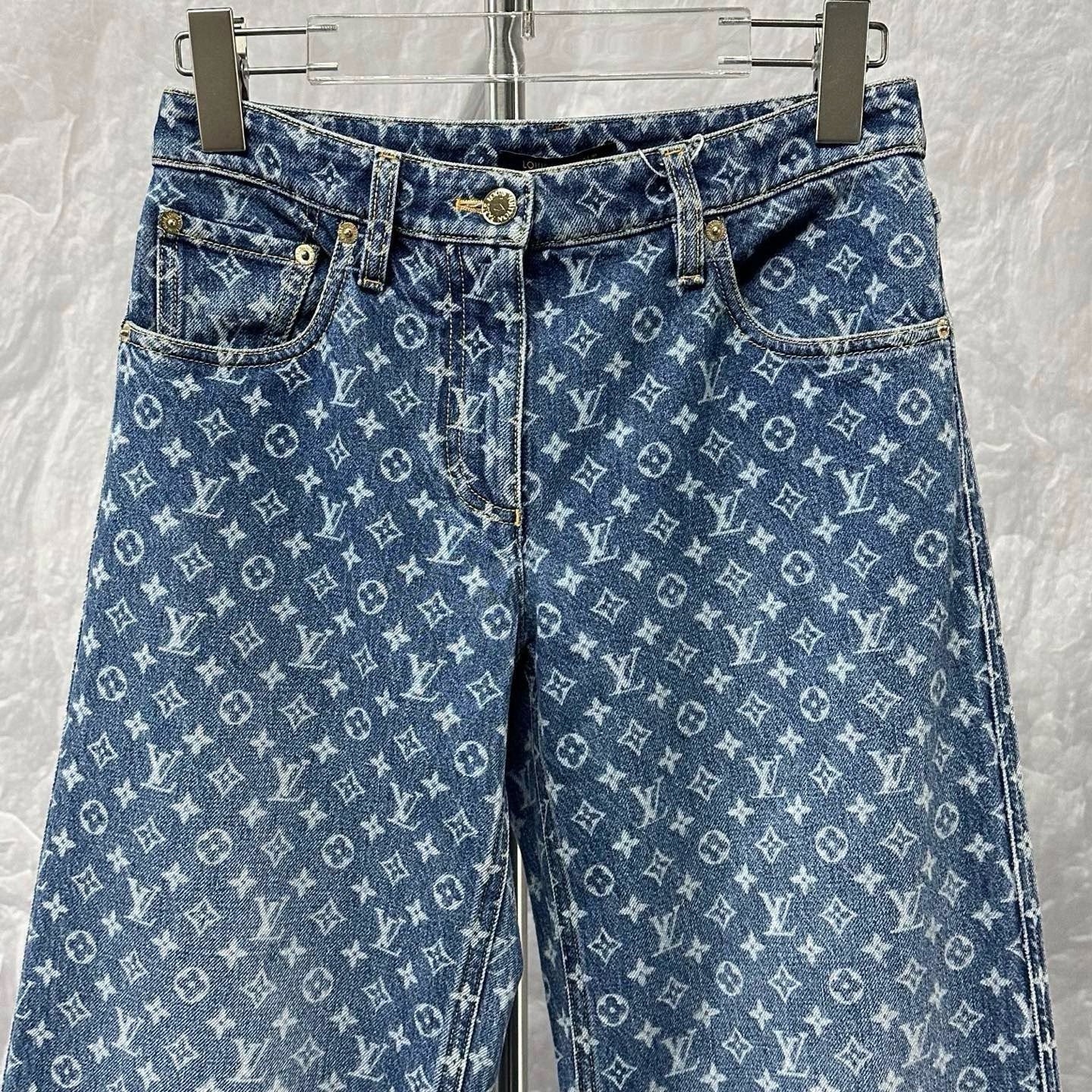 Louis Vuitton FW25 Monogram Denim Pants — detail