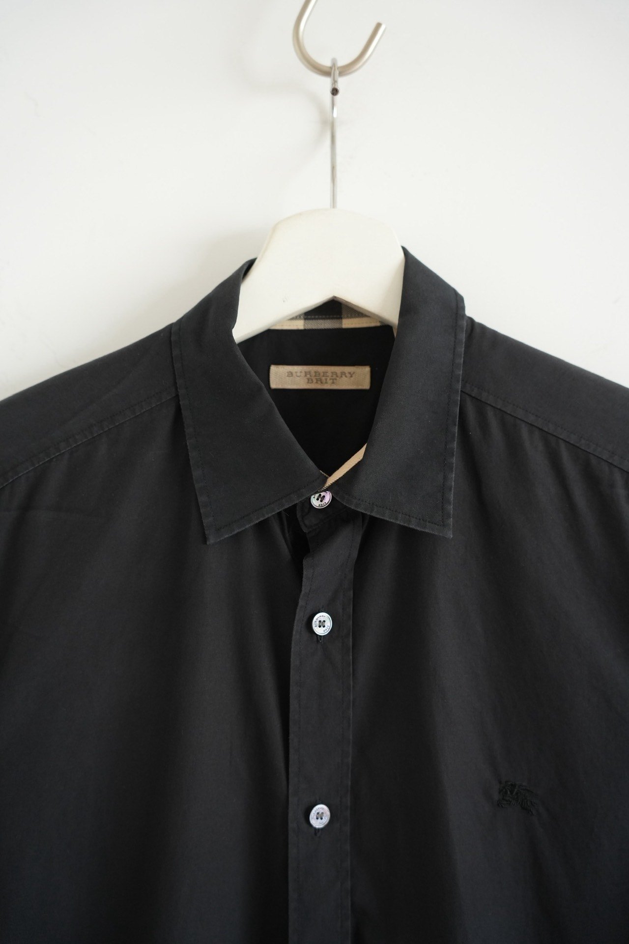 Burberry Check Panel Black Shirt — detail