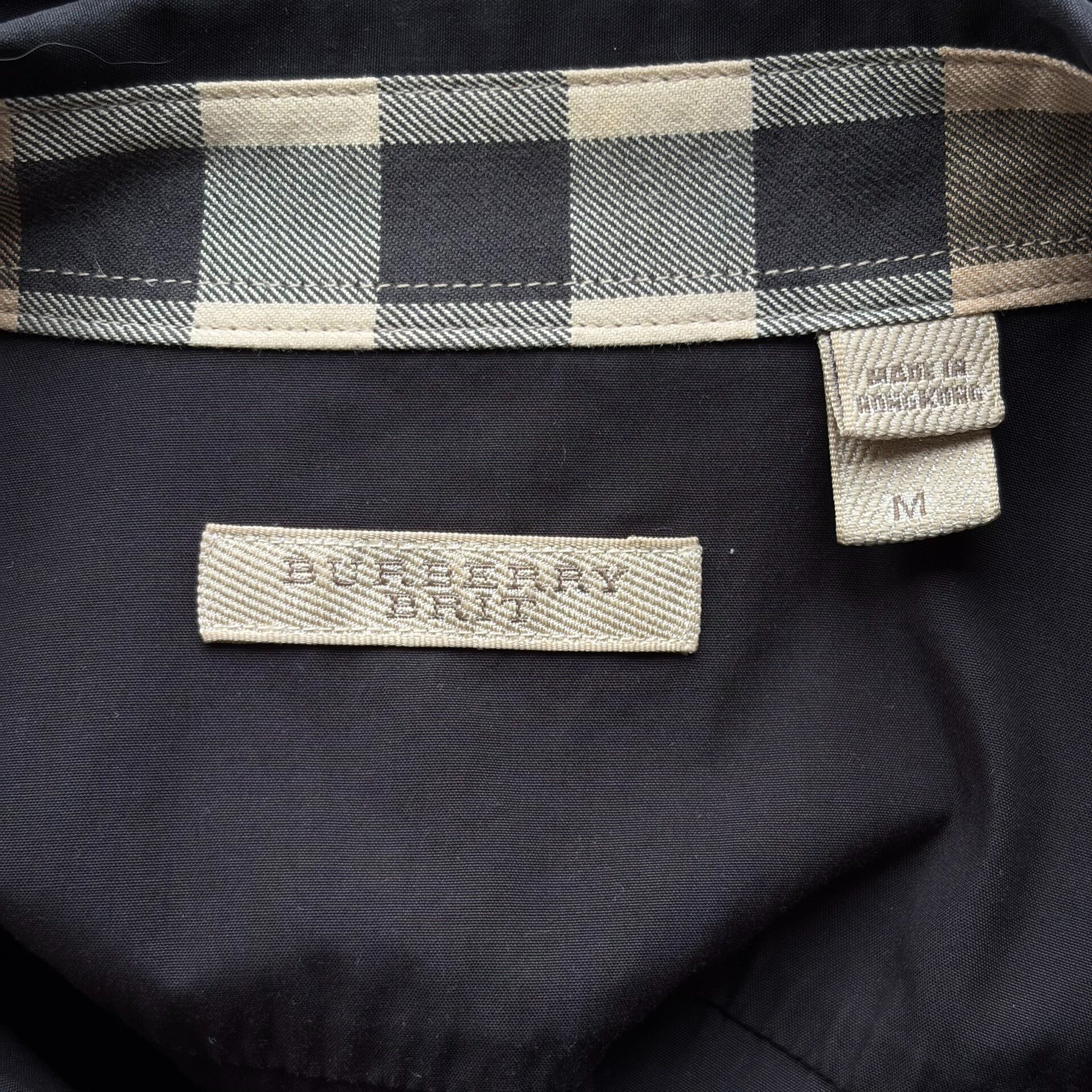 Burberry Check Panel Black Shirt — label