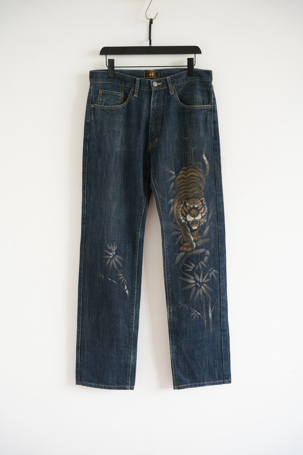 ZEN Hand-Painted Tiger Denim Jeans
