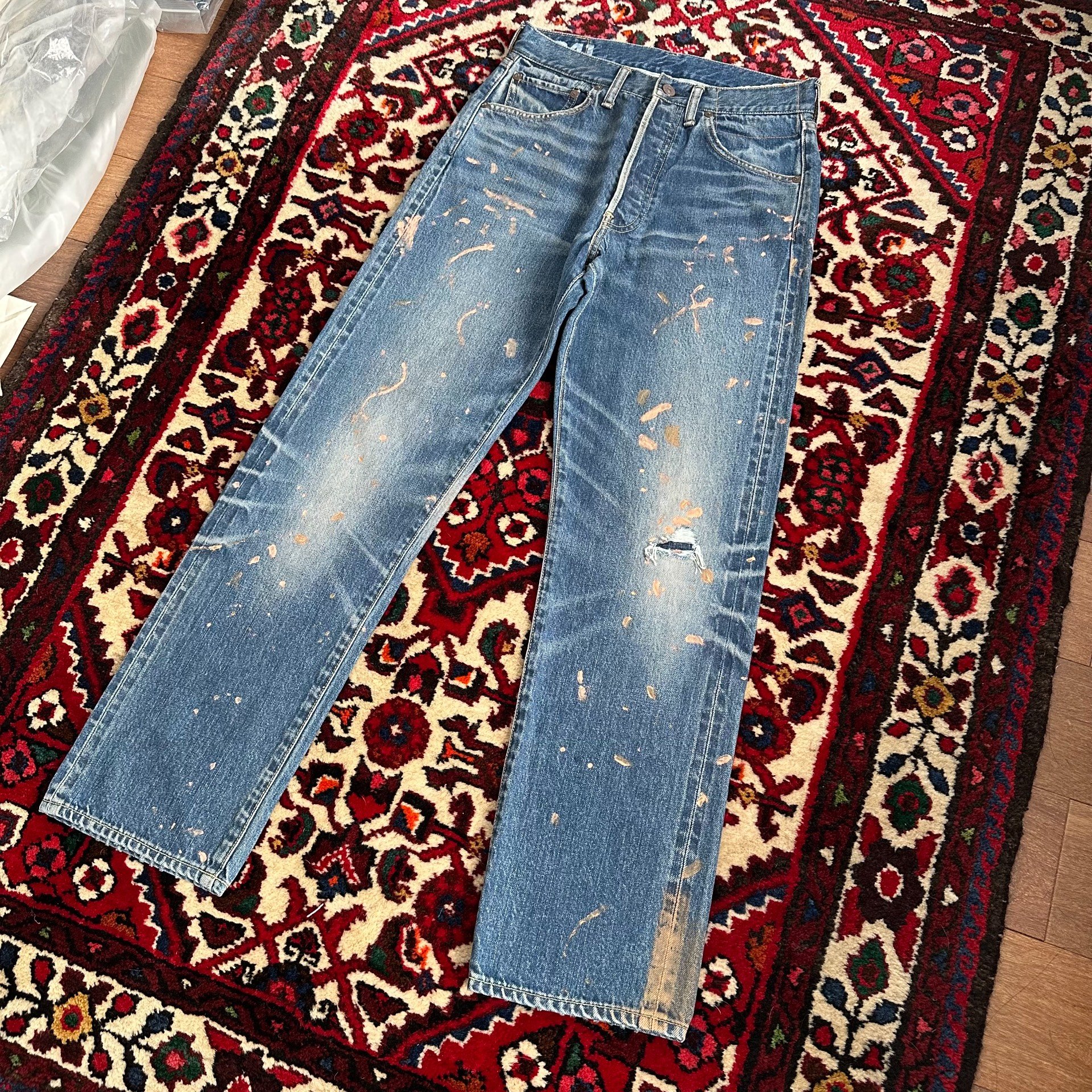 visvim DAMAGED-41 Blue Denim Jeans w30l30 — detail