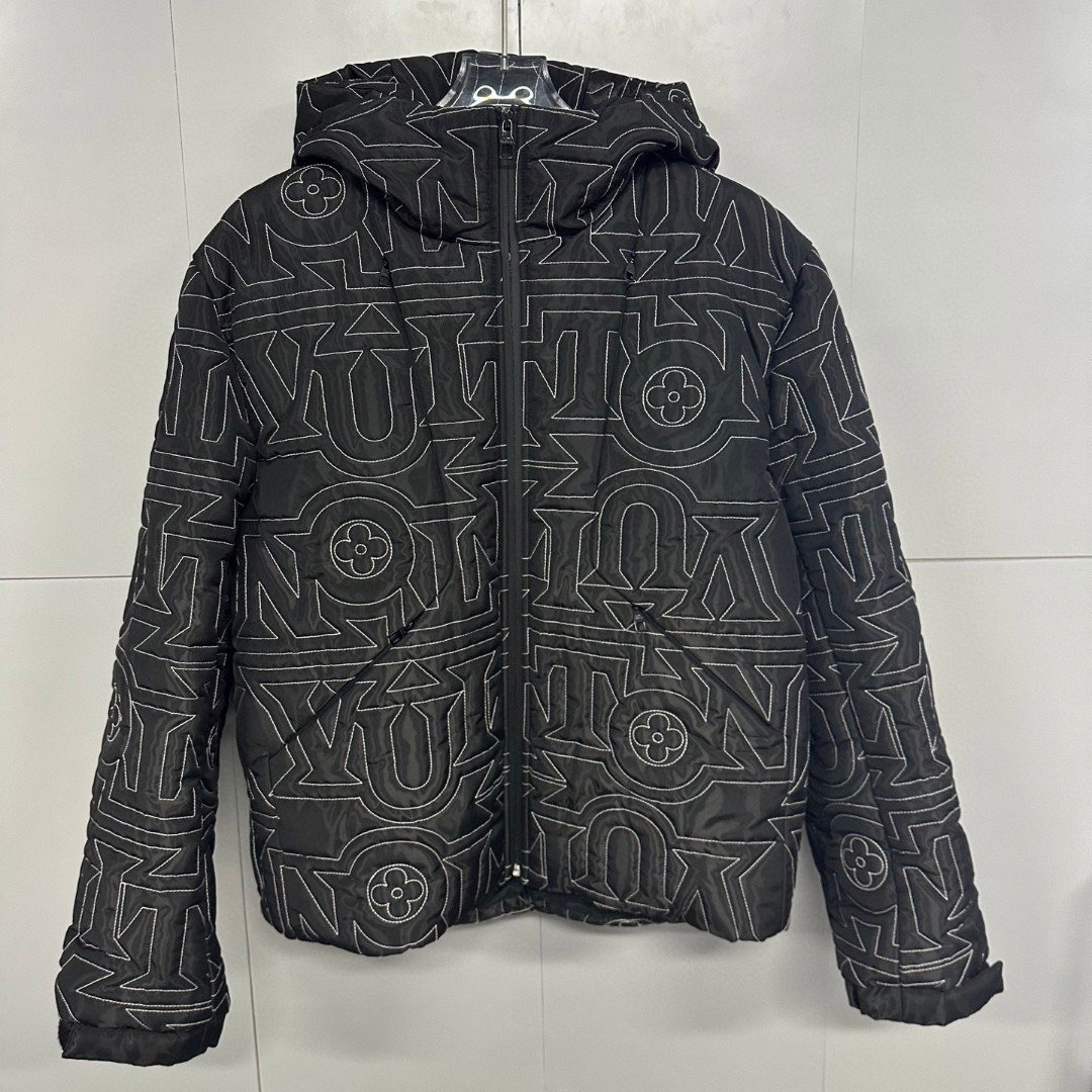 Louis Vuitton Geometric Letter Embossed Hooded Jacket