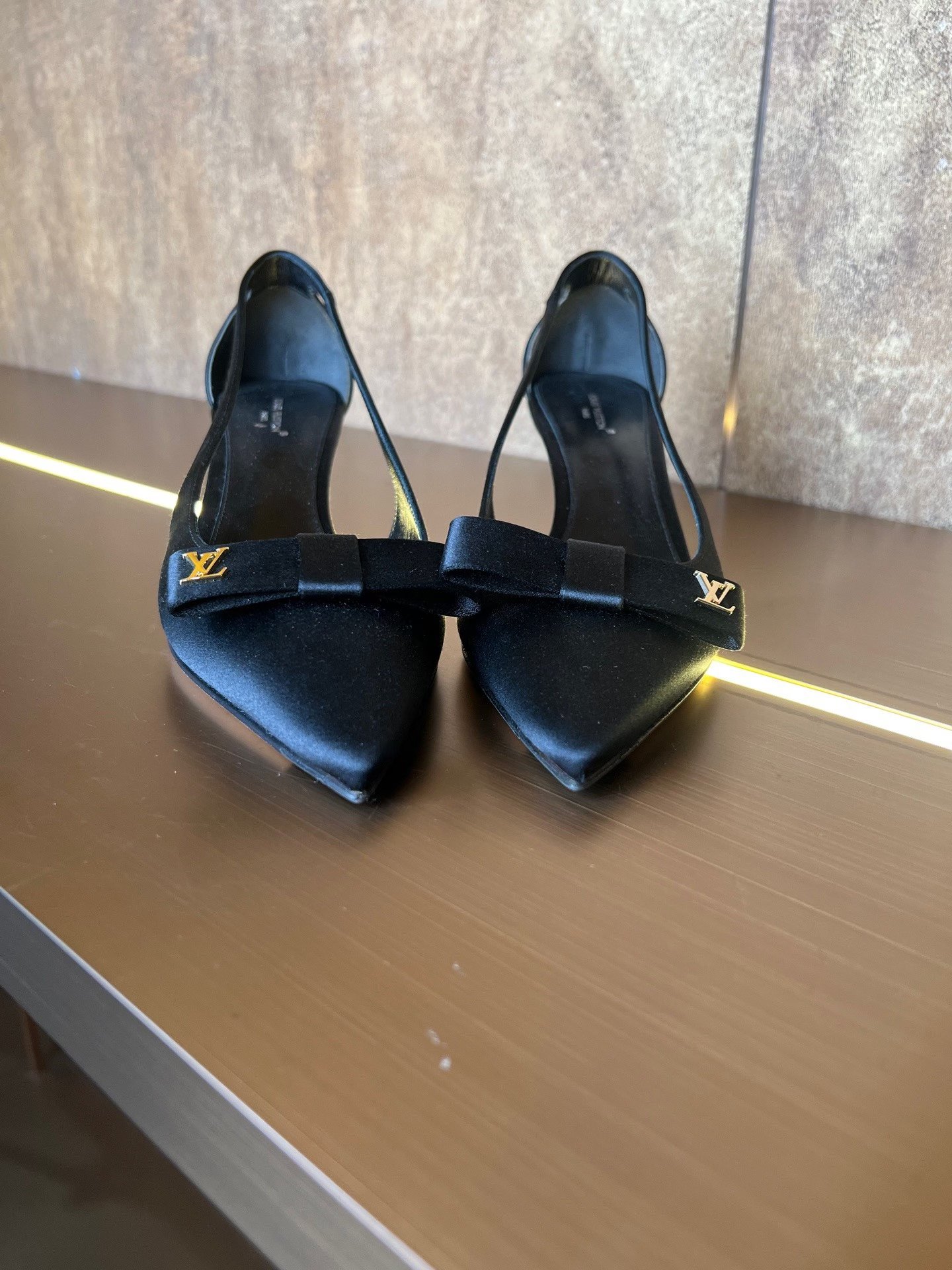 Louis Vuitton Satin Small Logo Heels — detail