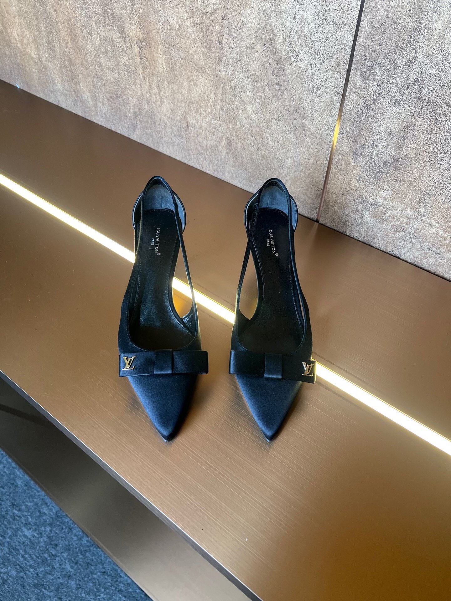 Louis Vuitton Satin Small Logo Heels