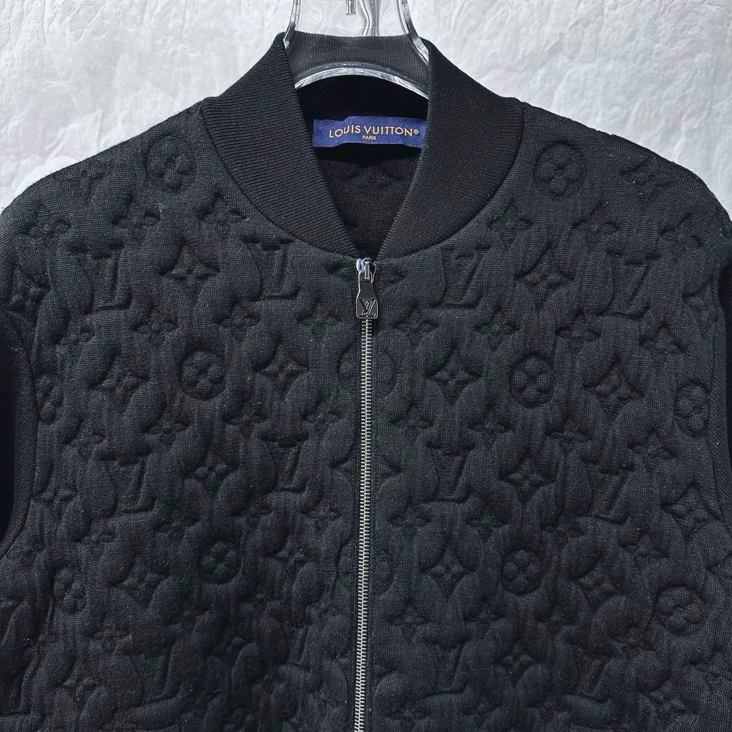 Louis Vuitton SS25 Embossed Knit Zip Jacket — detail