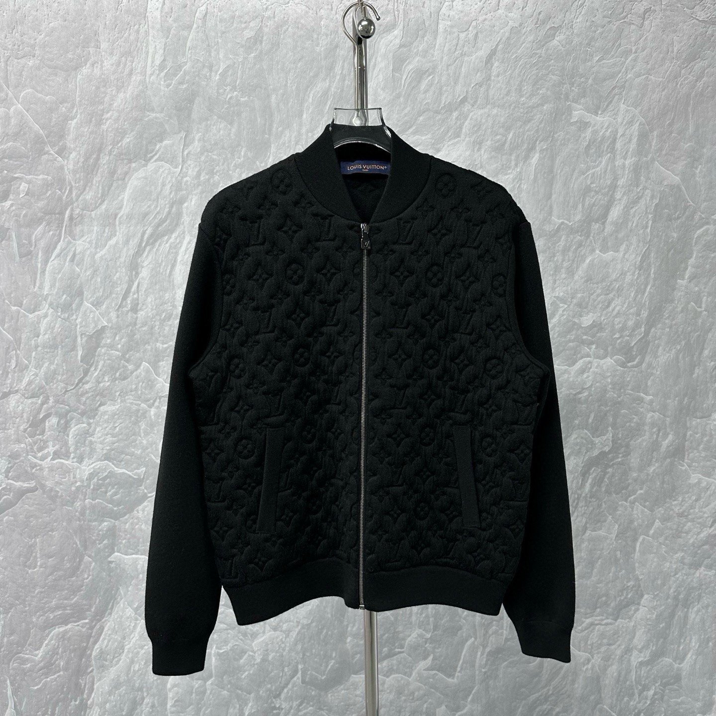 Louis Vuitton SS25 Embossed Knit Zip Jacket — front