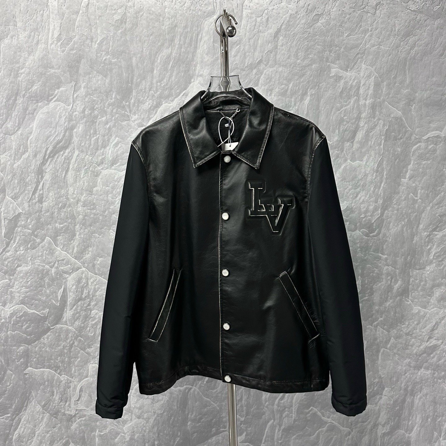 Louis Vuitton SS25 Embossed Distressed Leather Jacket