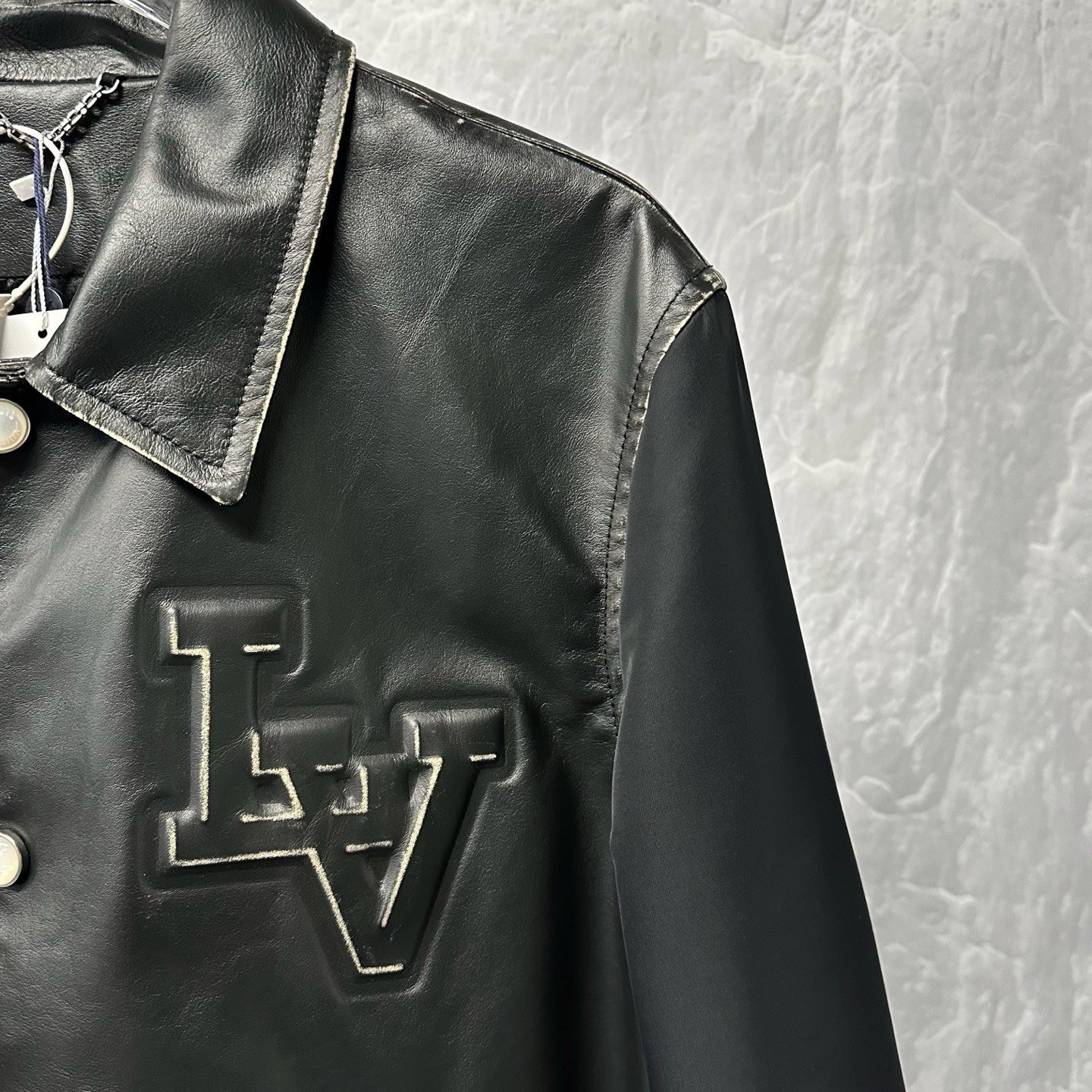 Louis Vuitton SS25 Embossed Distressed Leather Jacket — detail