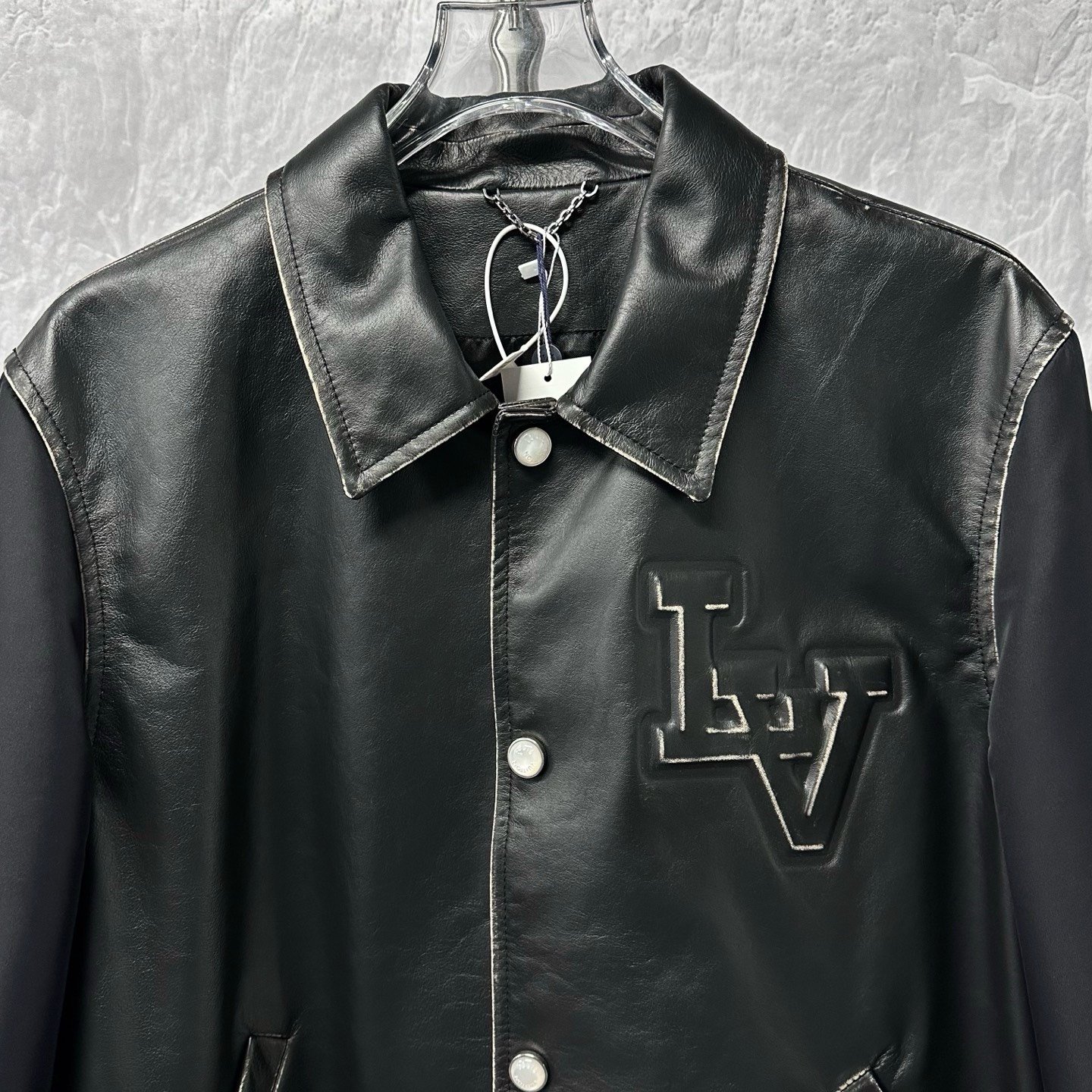 Louis Vuitton SS25 Embossed Distressed Leather Jacket — front