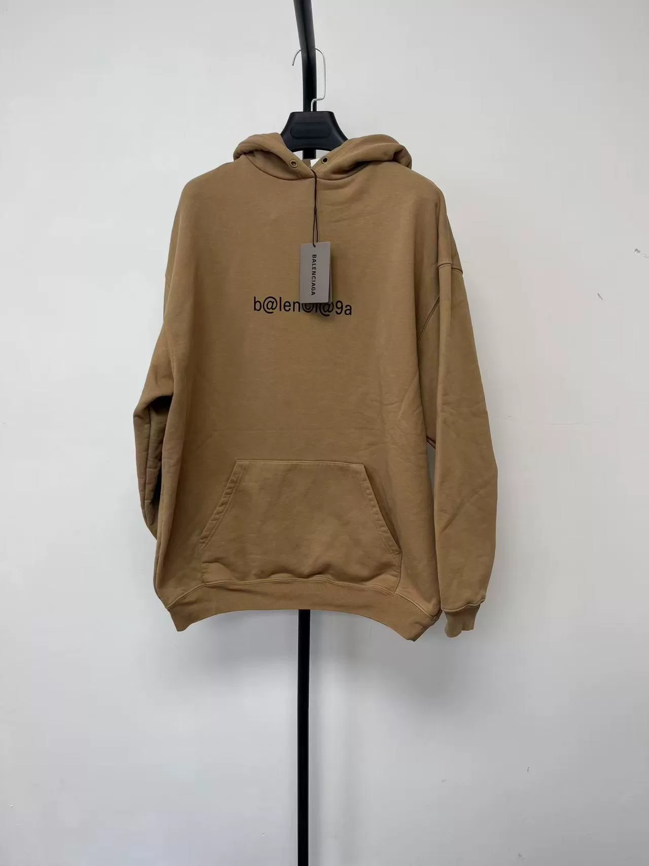 Balenciaga Khaki Logo Loose Fit Hoodie