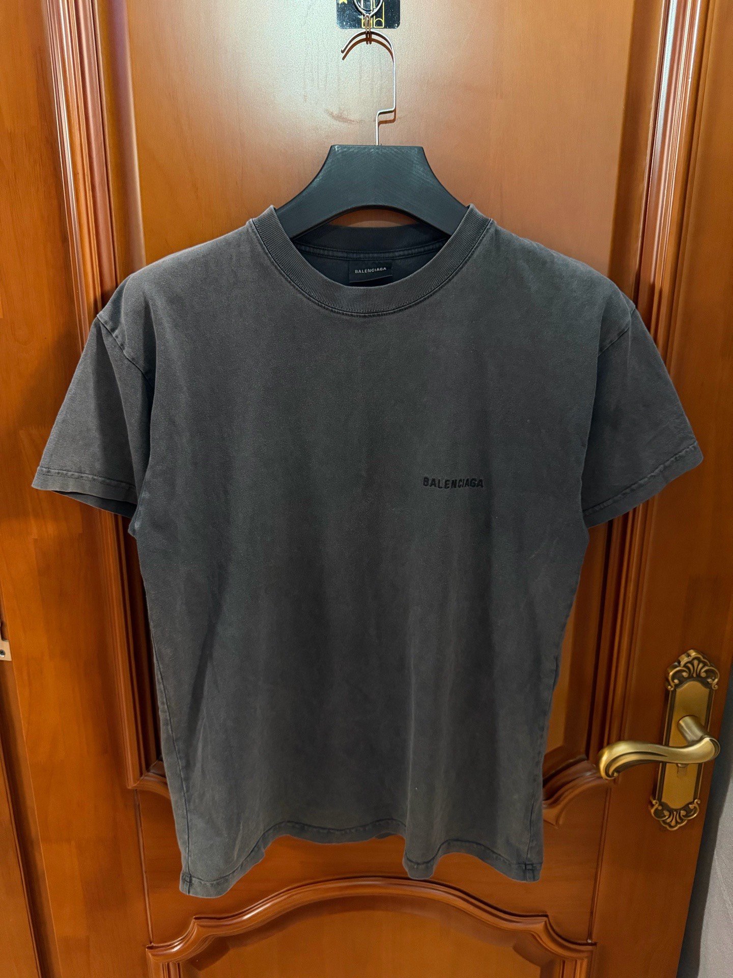 Balenciaga Washed Black Logo Short Sleeve T-shirt