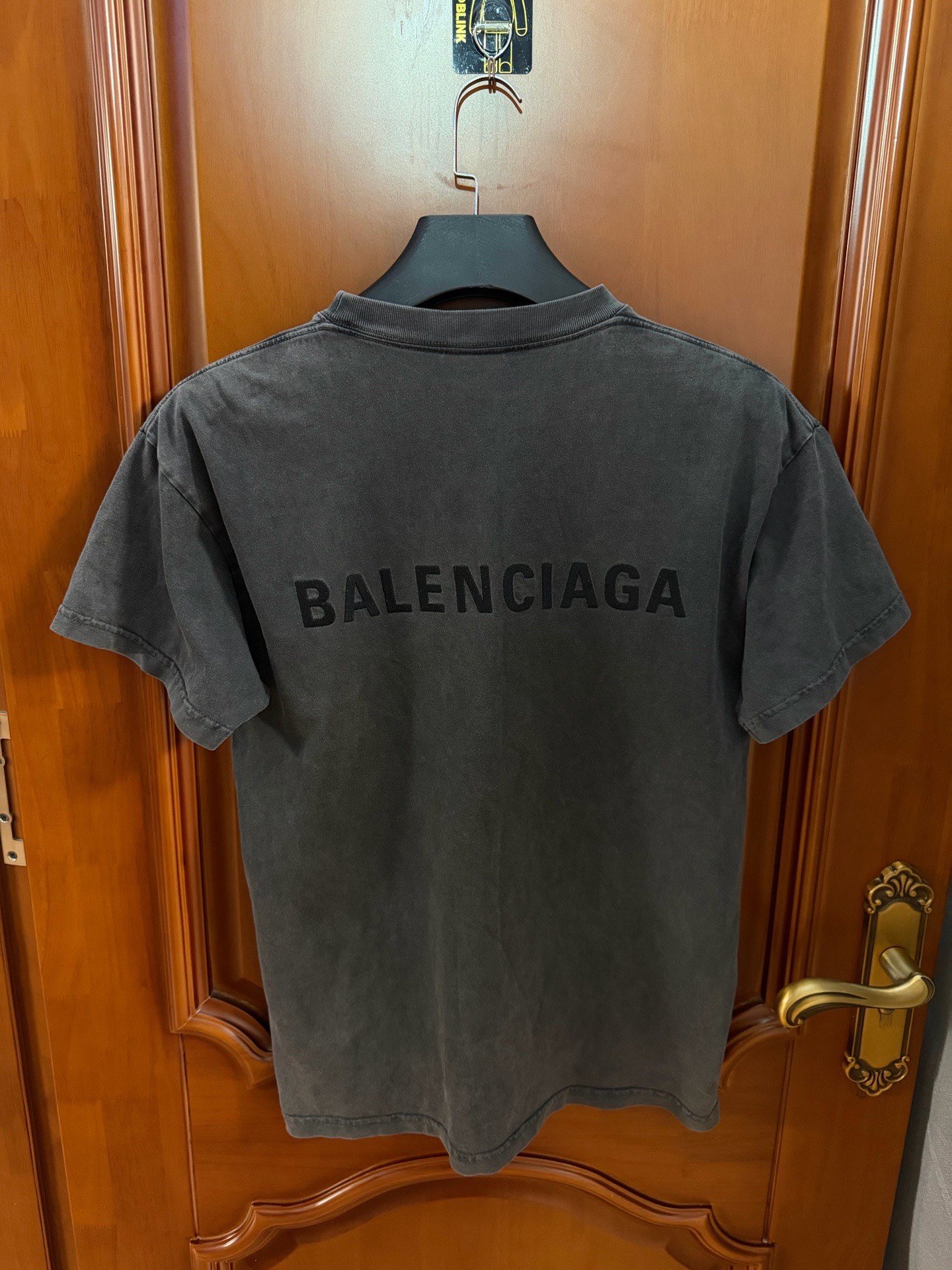 Balenciaga Washed Black Logo Short Sleeve T-shirt — front