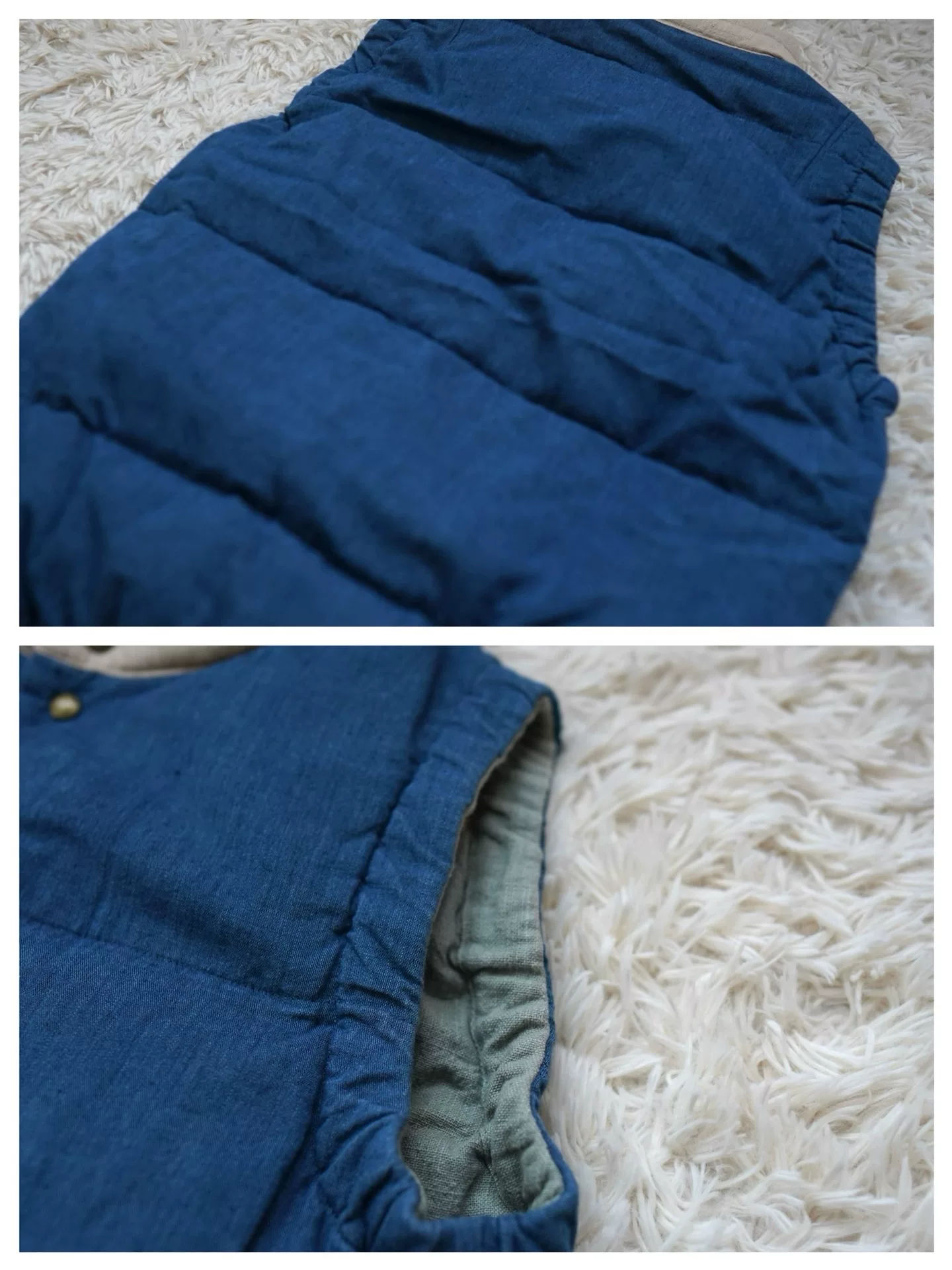 VISVIM Indigo Natural Dye Padded Vest — back