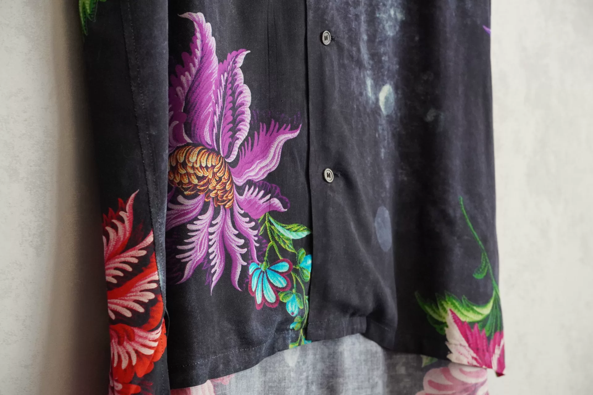 Yohji Yamamoto Floral Rayon Shirt — label