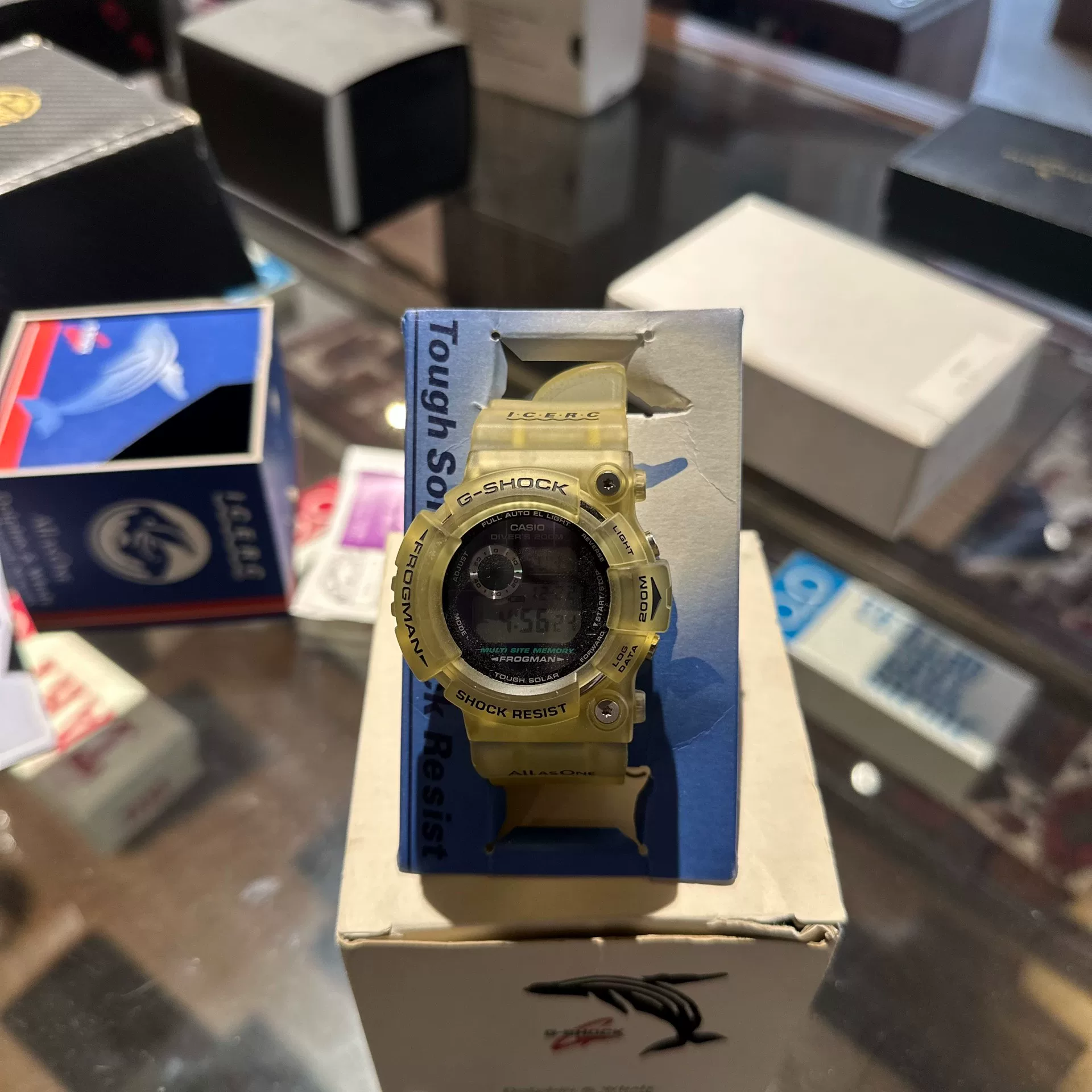 Casio GW-225A 25th Anniversary Transparent Frogman — detail