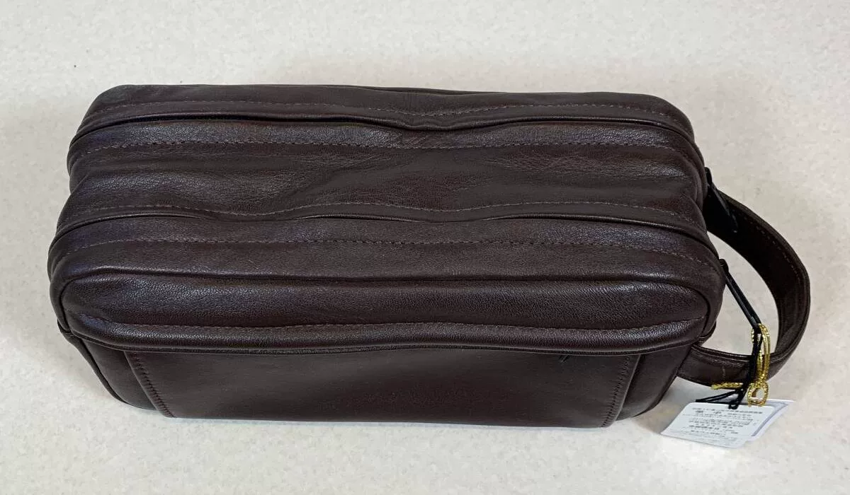 PORTER Brown Leather Pouch Handbag — back