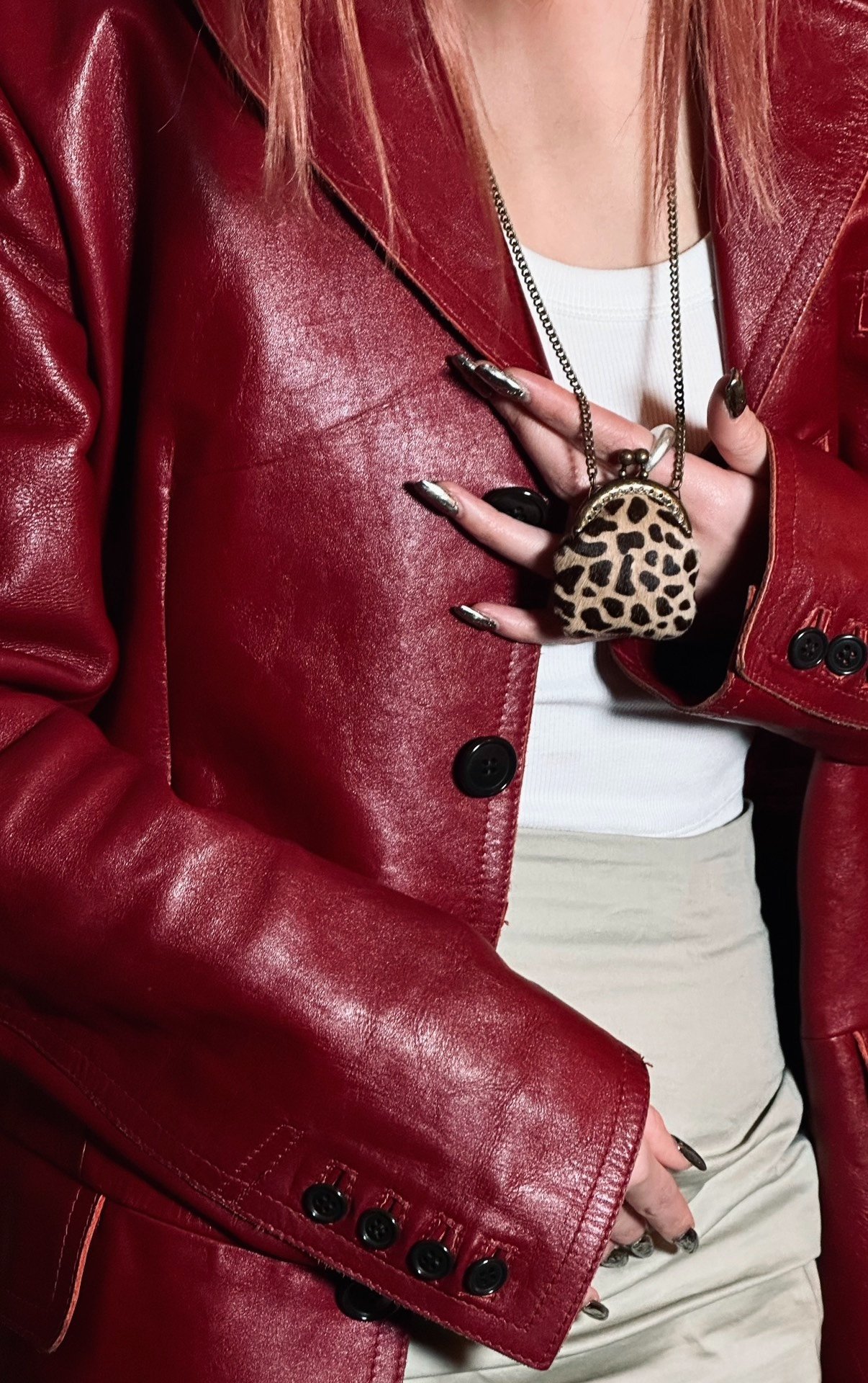 Yohji Yamamoto 90s Leopard Bag Pendant — label