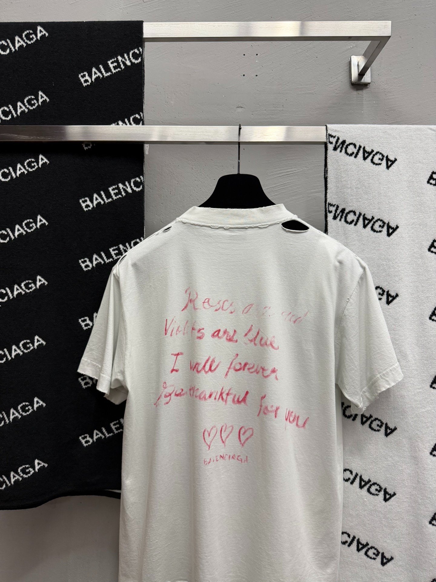 Balenciaga Valentine Heart Graffiti Tee — back