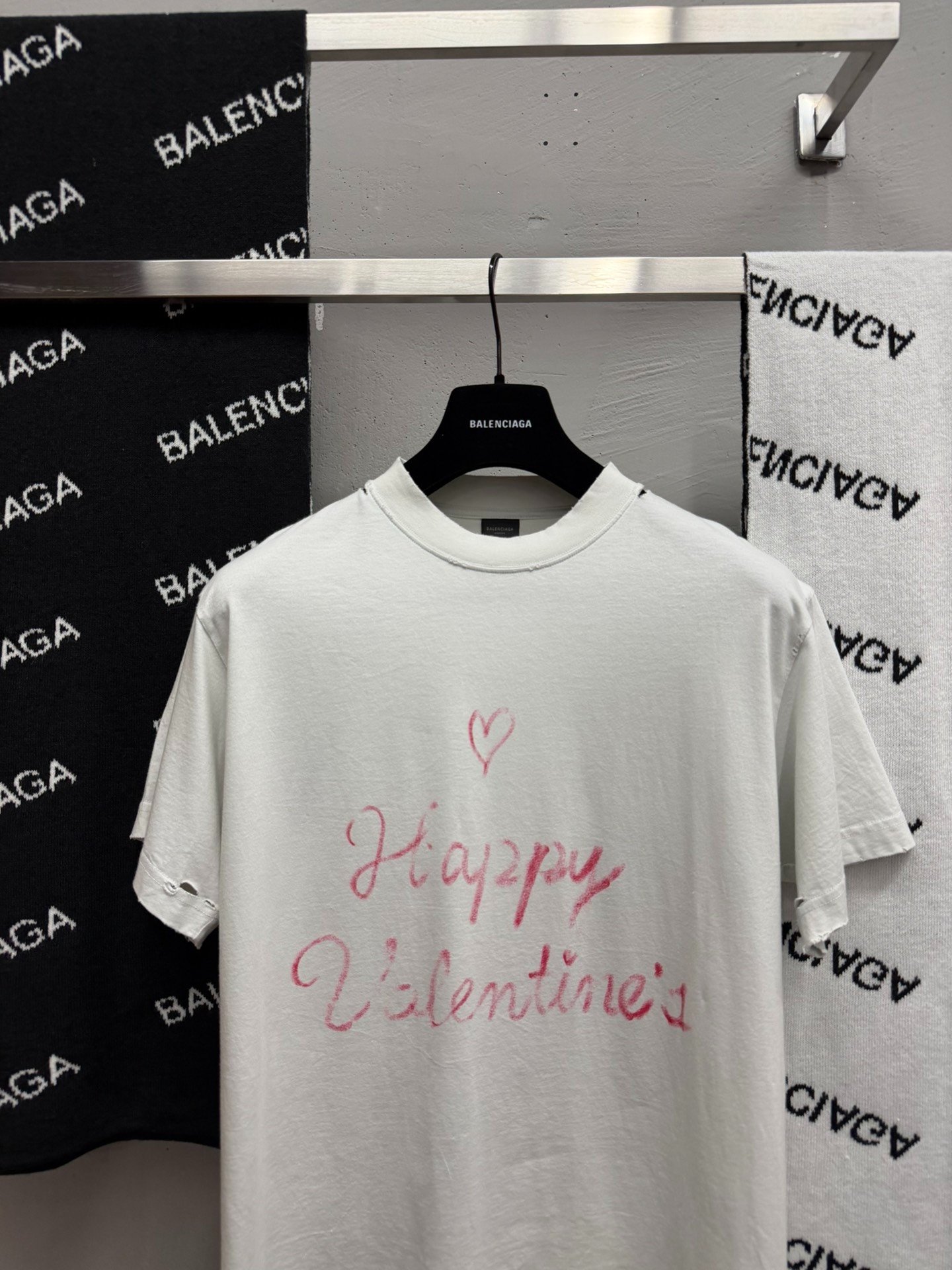 Balenciaga Valentine Heart Graffiti Tee — front