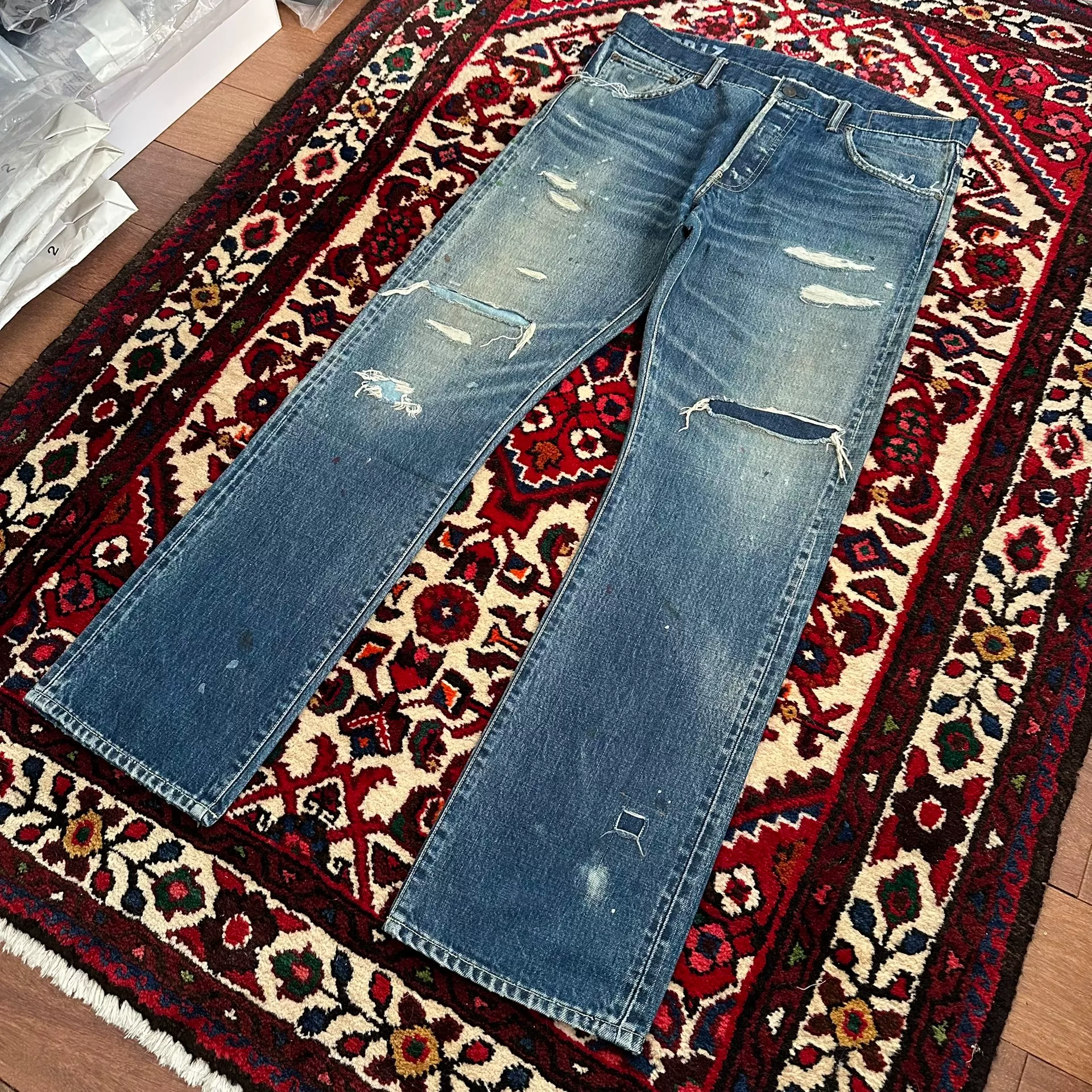 visvim 19AW Journeyman Wide Mud Jeans — label