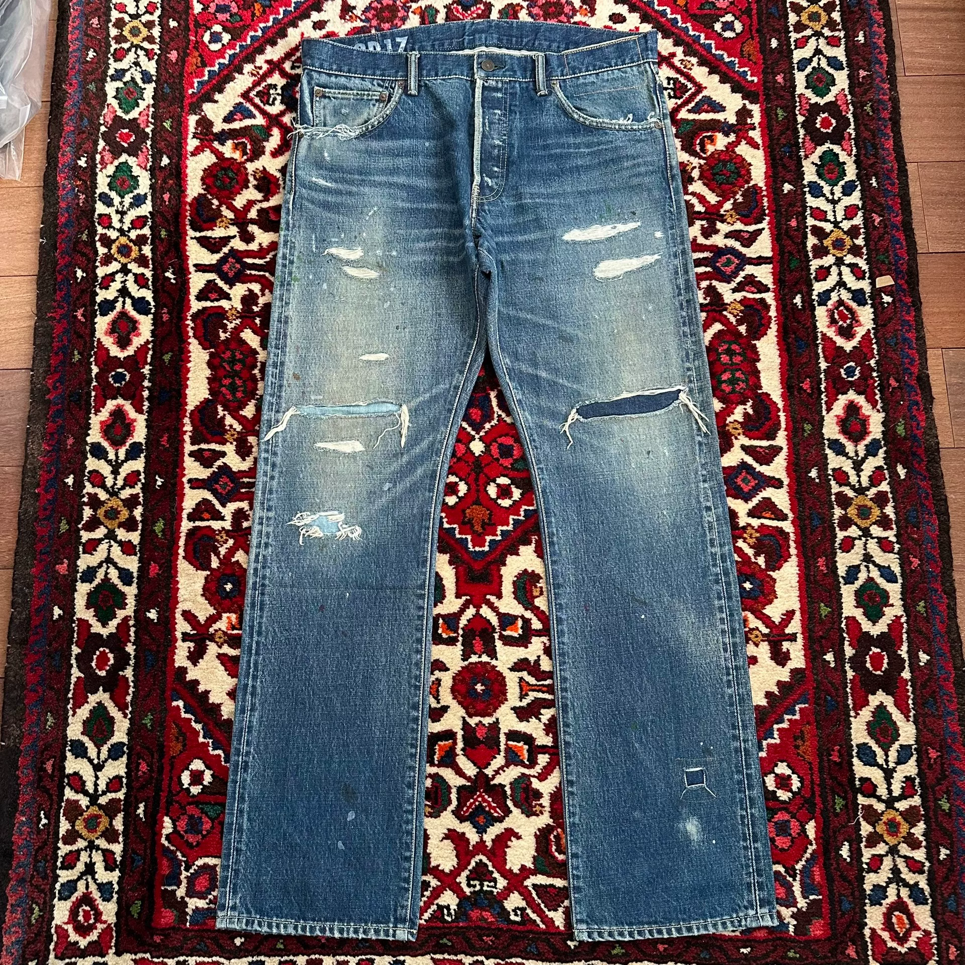 visvim 19AW Journeyman Wide Mud Jeans — front