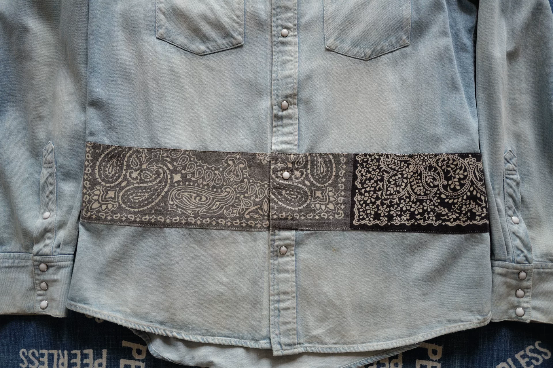 visvim 18 Spot Black Bandana Denim Shirt — label