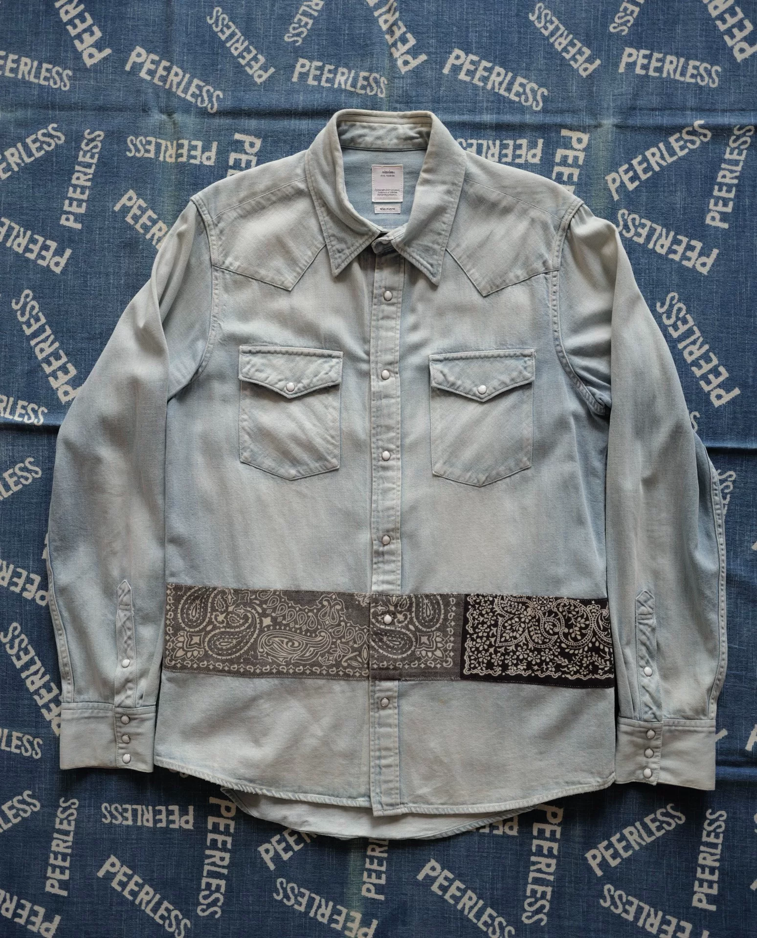 visvim 18 Spot Black Bandana Denim Shirt — detail