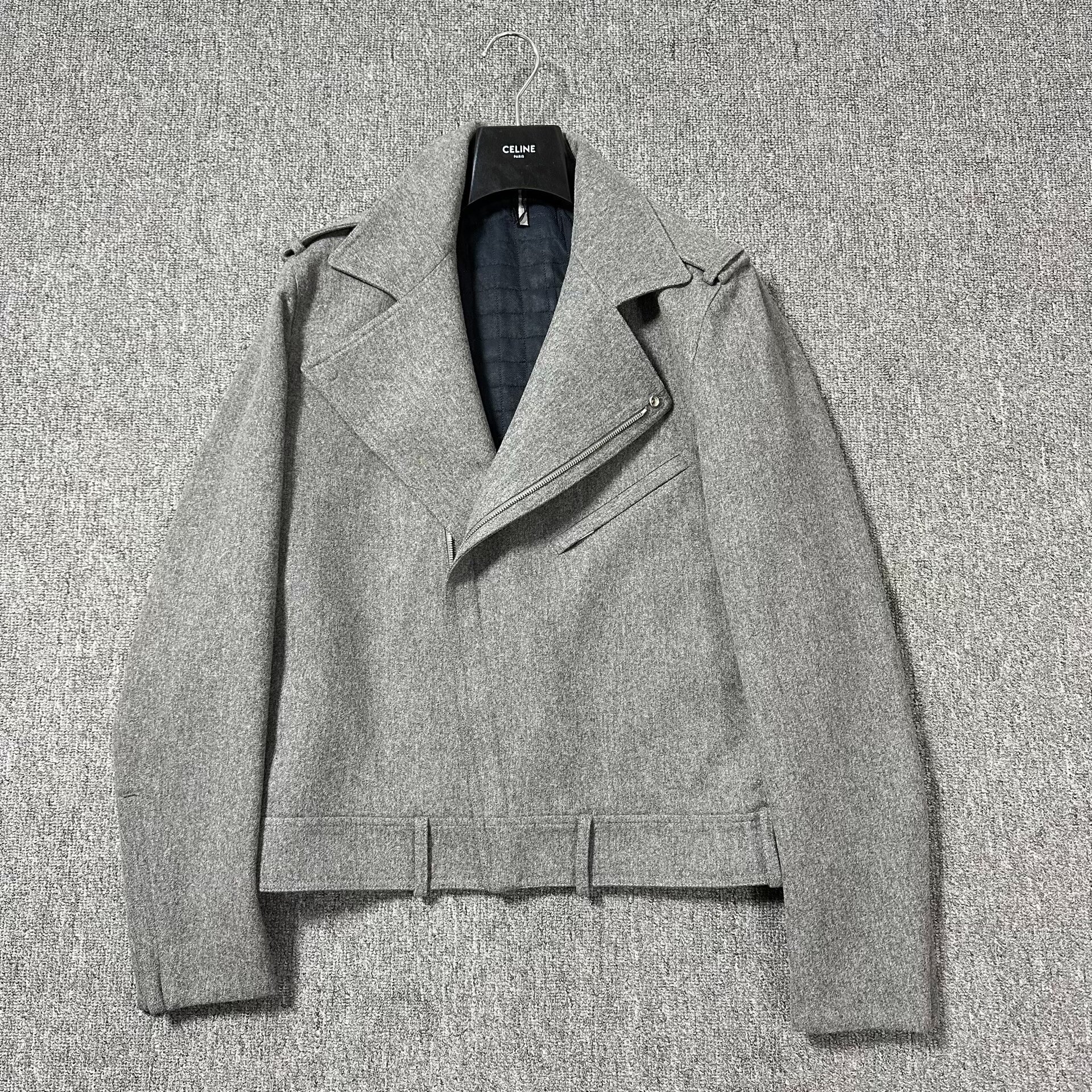 Dior Homme Light Gray Wool Biker Jacket