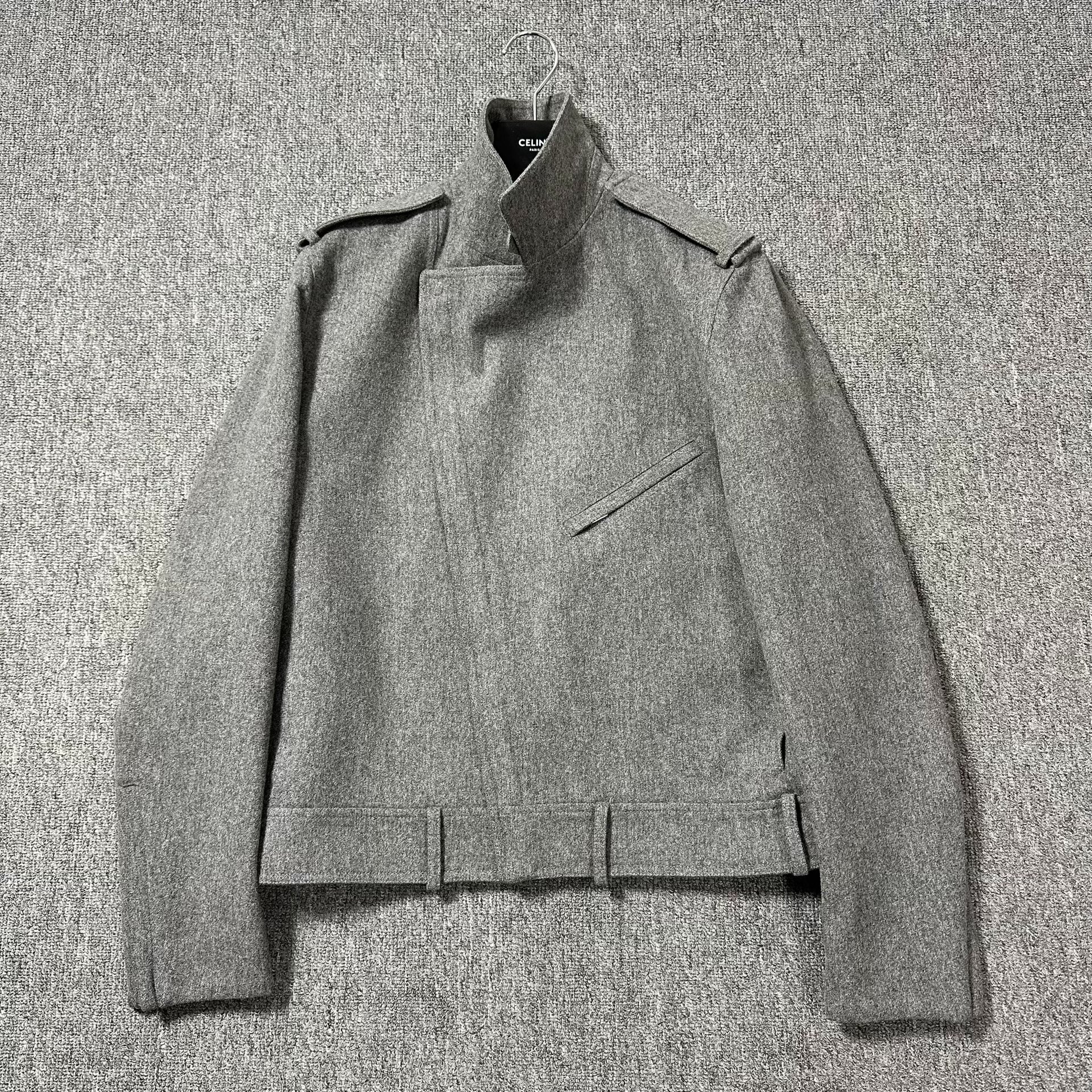 Dior Homme Light Gray Wool Biker Jacket — front