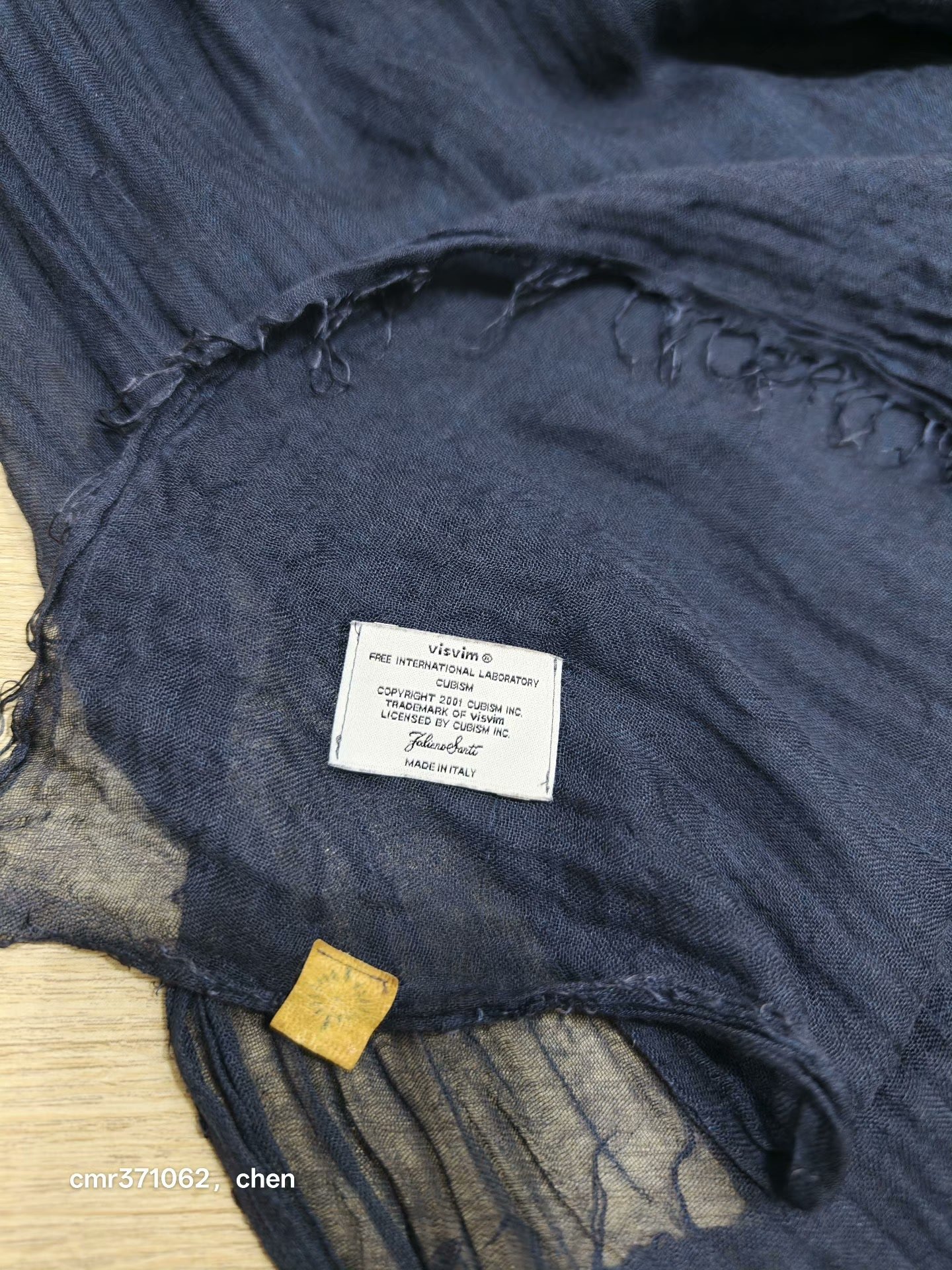 visvim 12AW Fariero Salti Solid Stole — detail