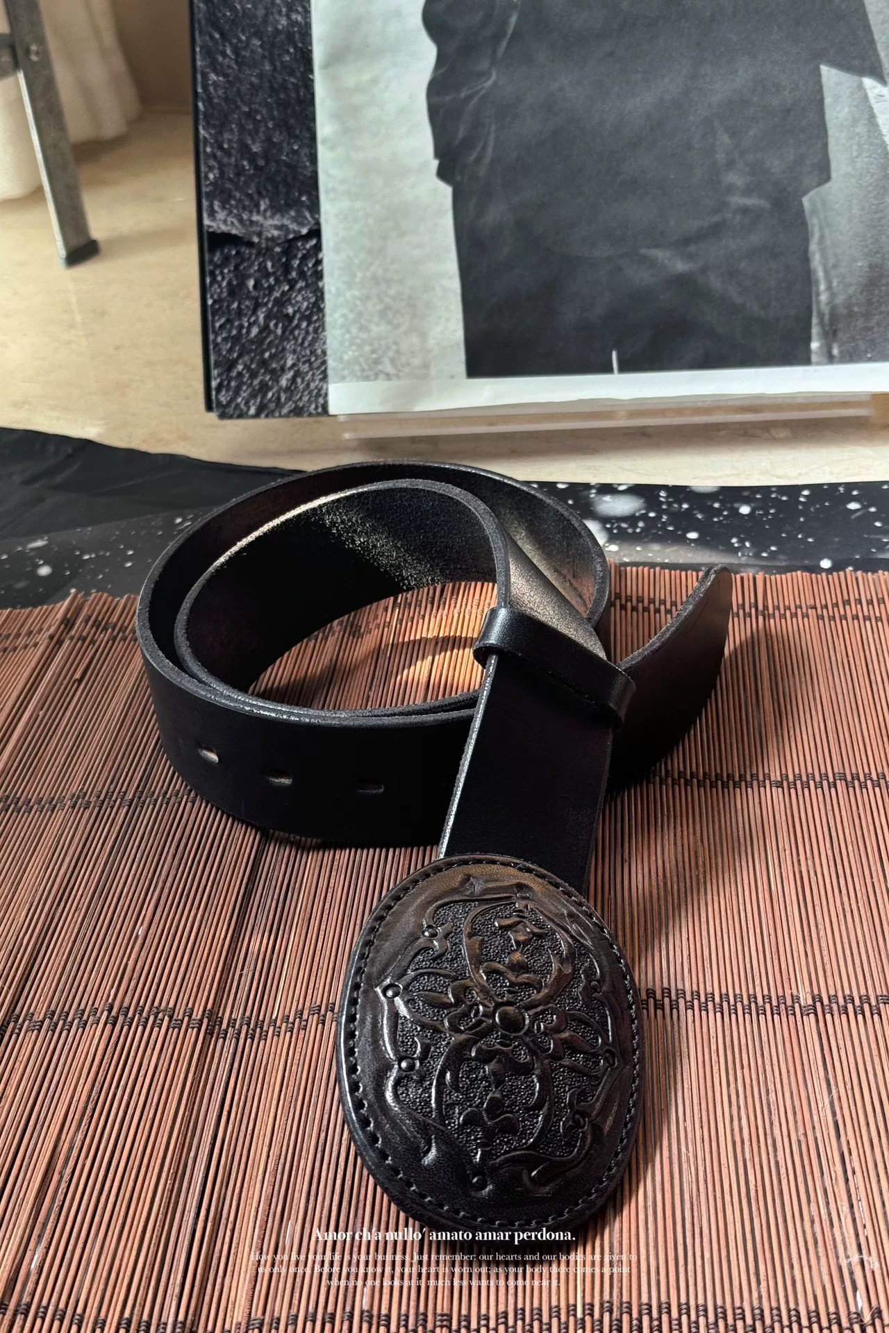 Yohji Yamamoto x Tady & King Tang Grass Belt — label