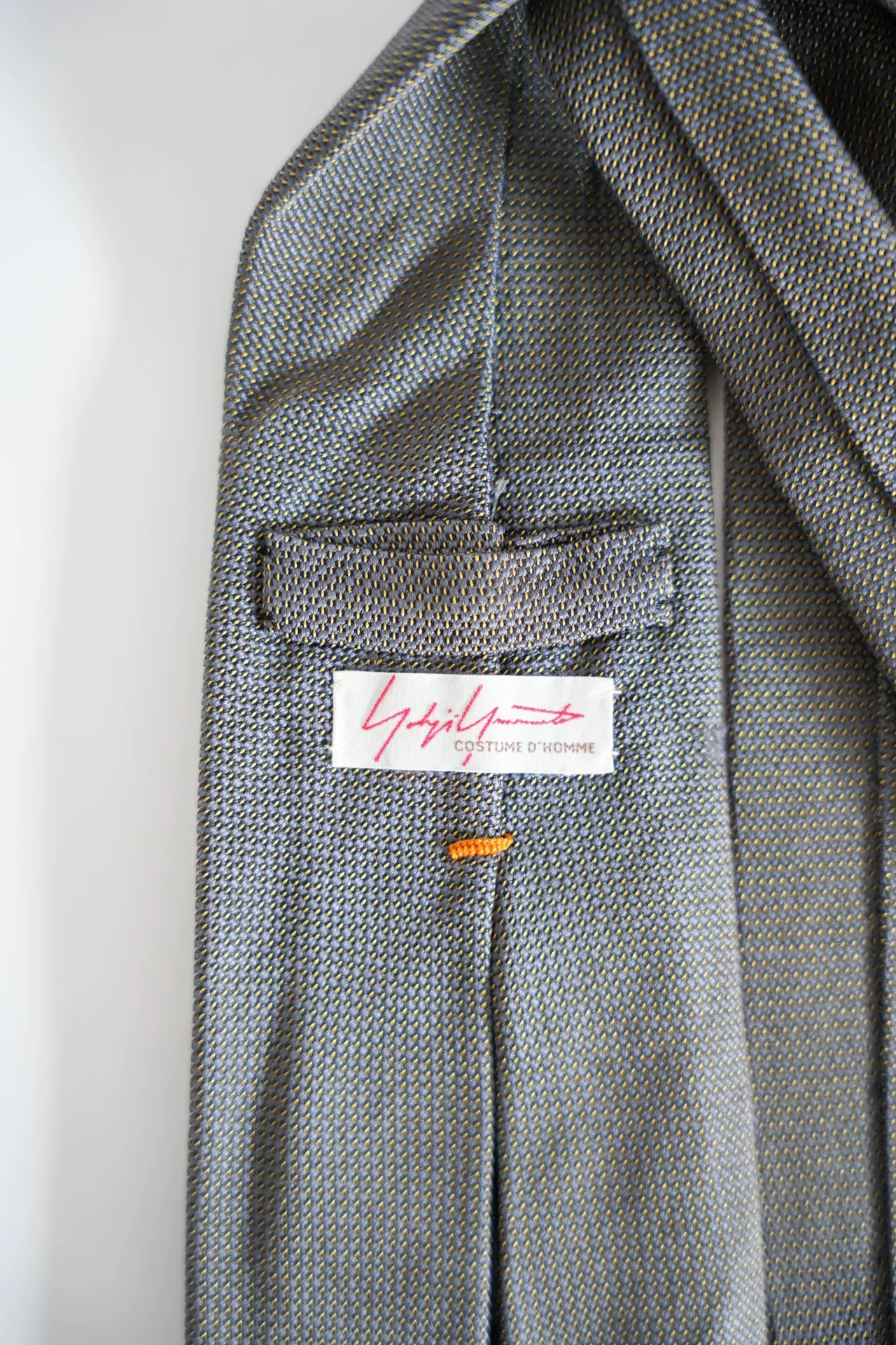 Yohji Yamamoto Gray White Dot Silk Tie — front