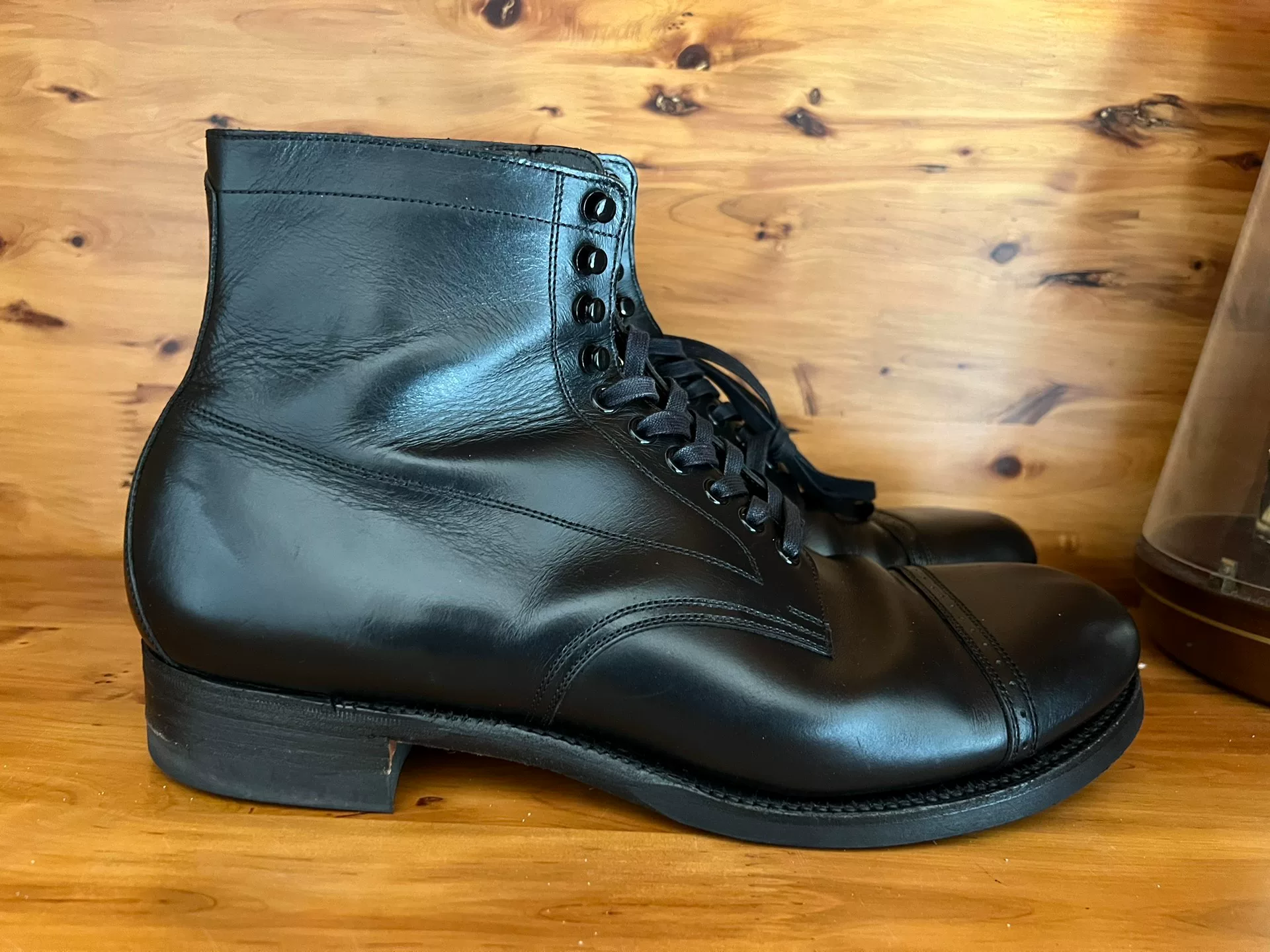 BLACK SIGN Army Mid Cut Paratrooper Boots — back