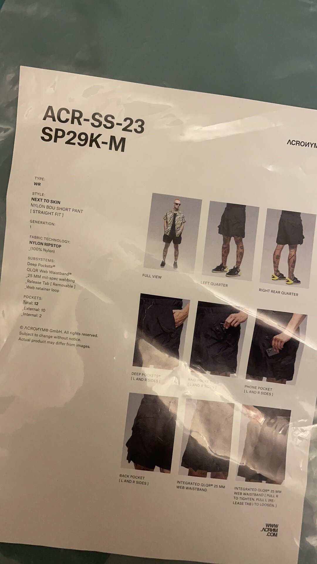 ACRONYM SP29K-M Functional Shorts — back