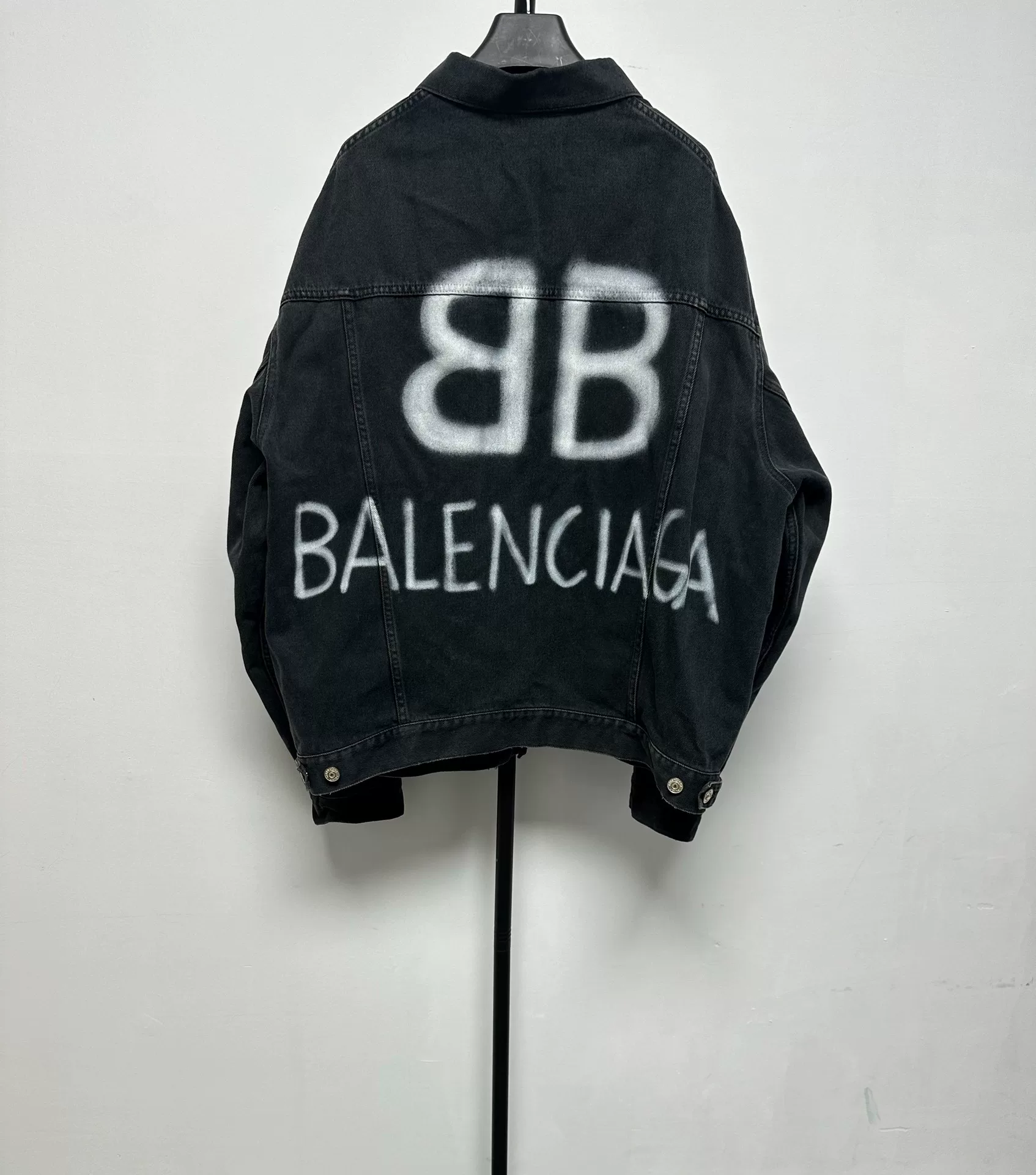 Balenciaga Spray-Painted Logo Denim Jacket